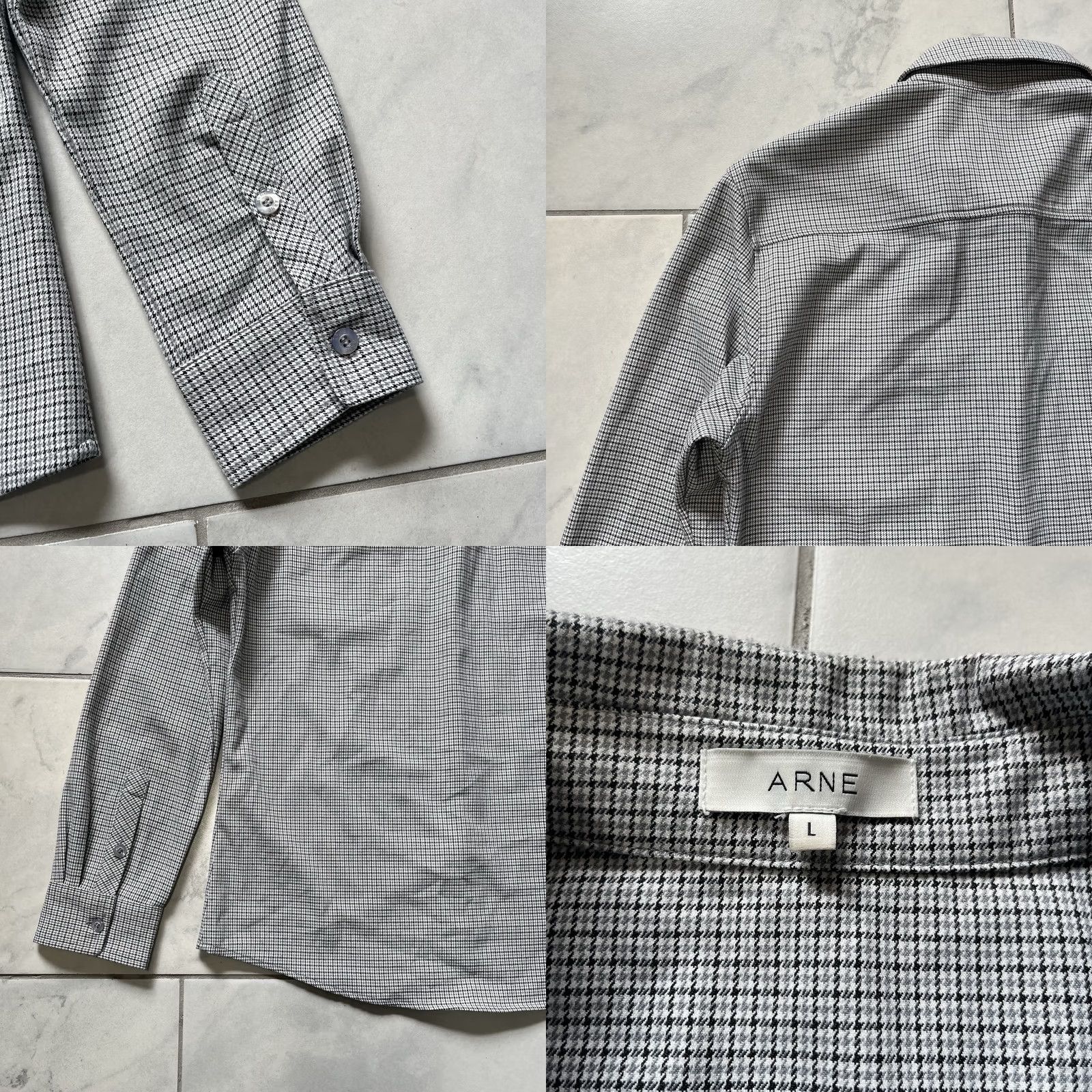 Vintage ARNE Shirt Large Black Gray Mens Button Up Herringbone Stretch Fit Modern Preppy Boy? Size US L / EU 52-54 / 3 - 9 Thumbnail