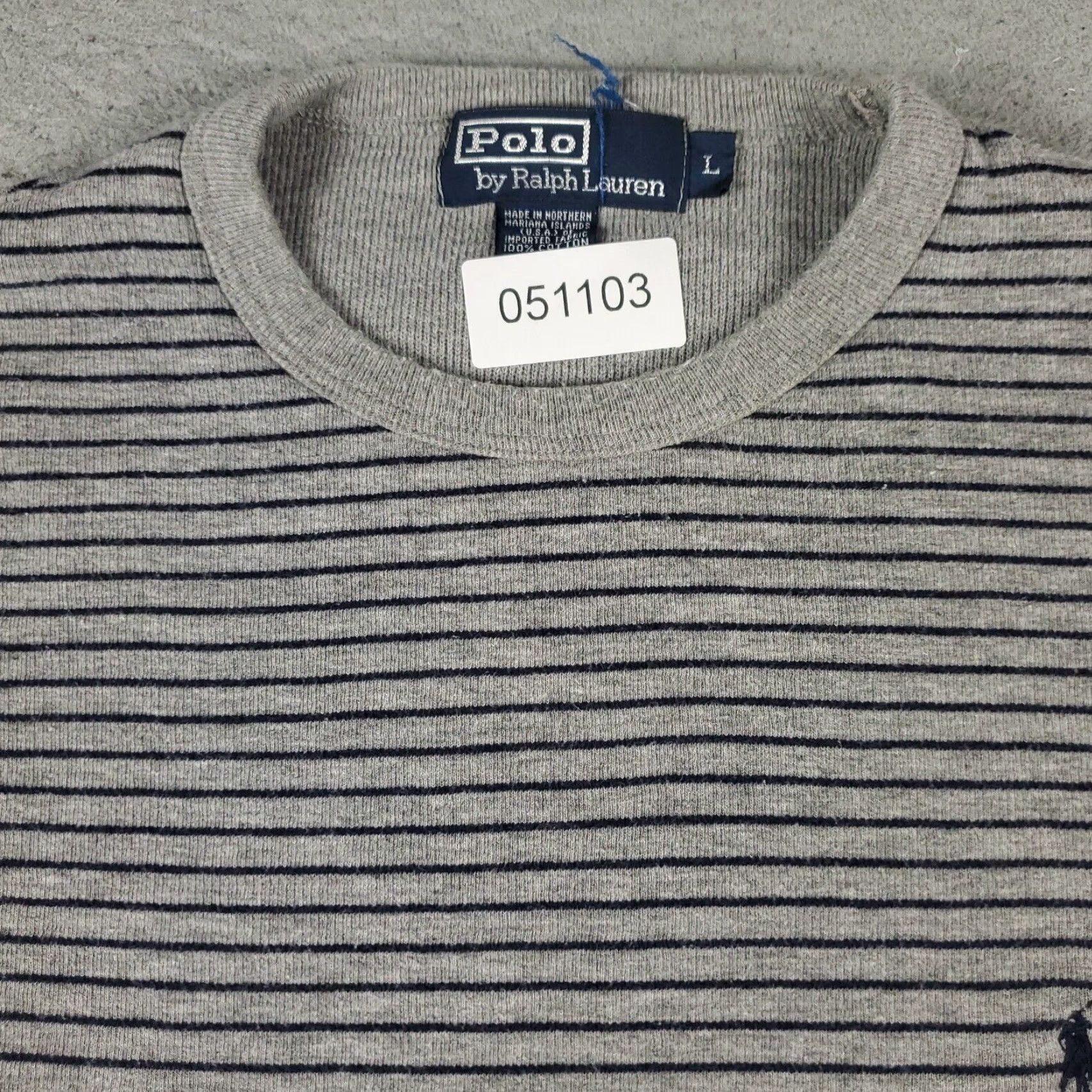 Ralph Lauren Ralph Lauren Large Gray Striped Crew Neck Sweater Pullover Size US L / EU 52-54 / 3 - 3 Thumbnail