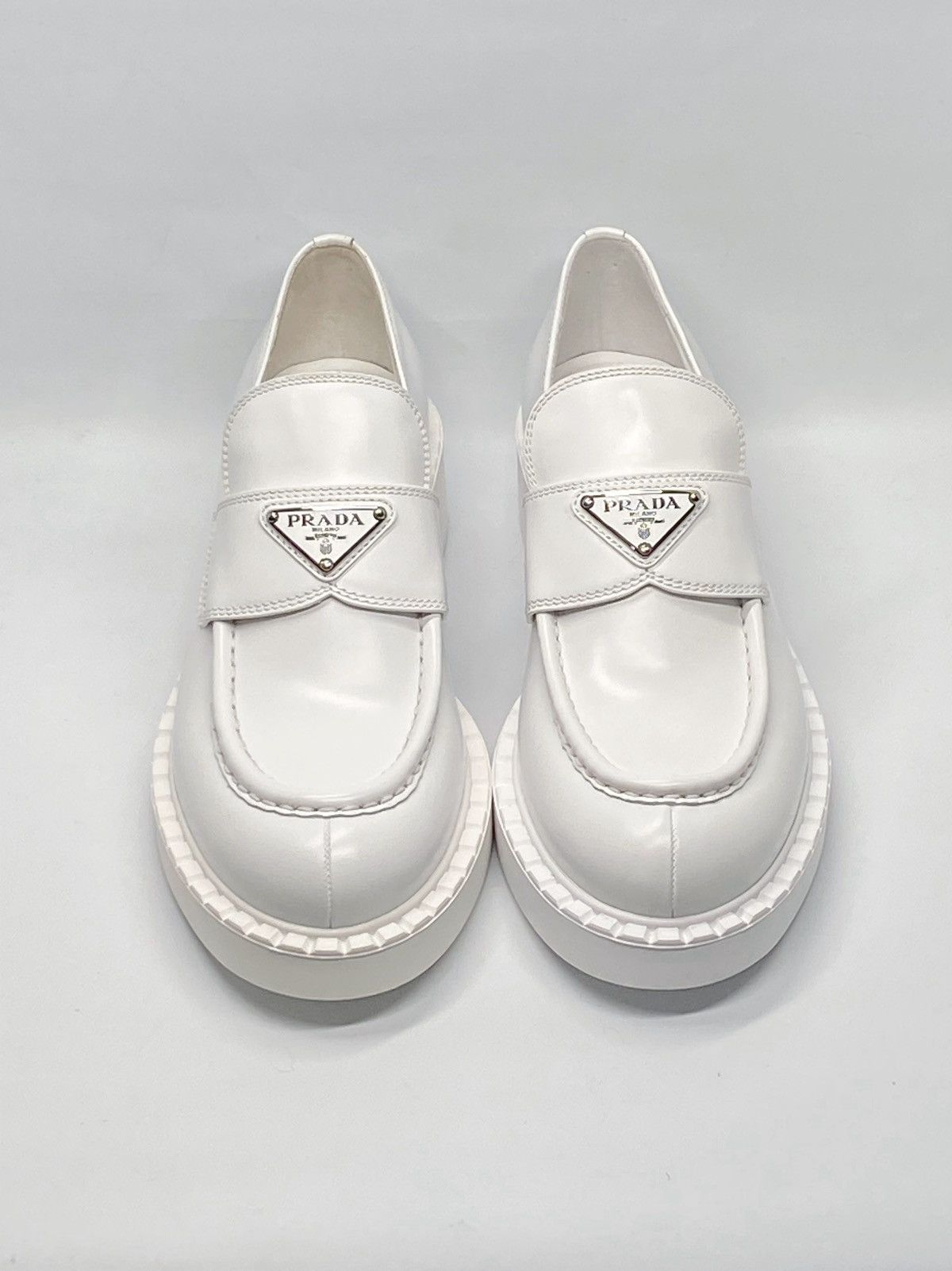 Prada Prada Spazzolato Logo Platform Leather Loafers size 40 Size US 10 / IT 40 - 3 Thumbnail