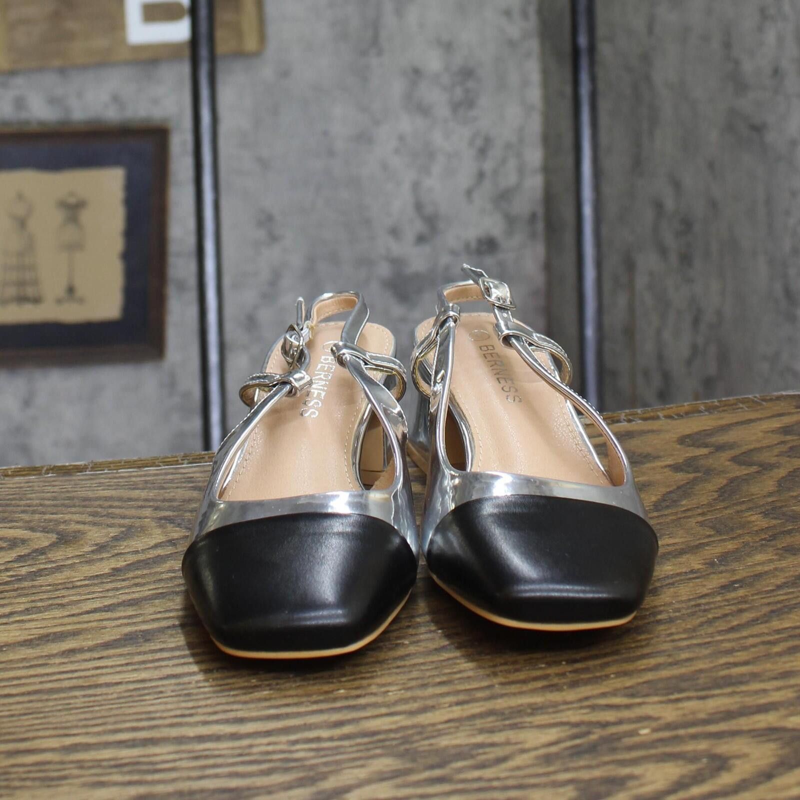 Other Berness Slingback Pump Block Heels Silver Metallic Gray 6m Size US 6 / IT 36 - 3 Thumbnail