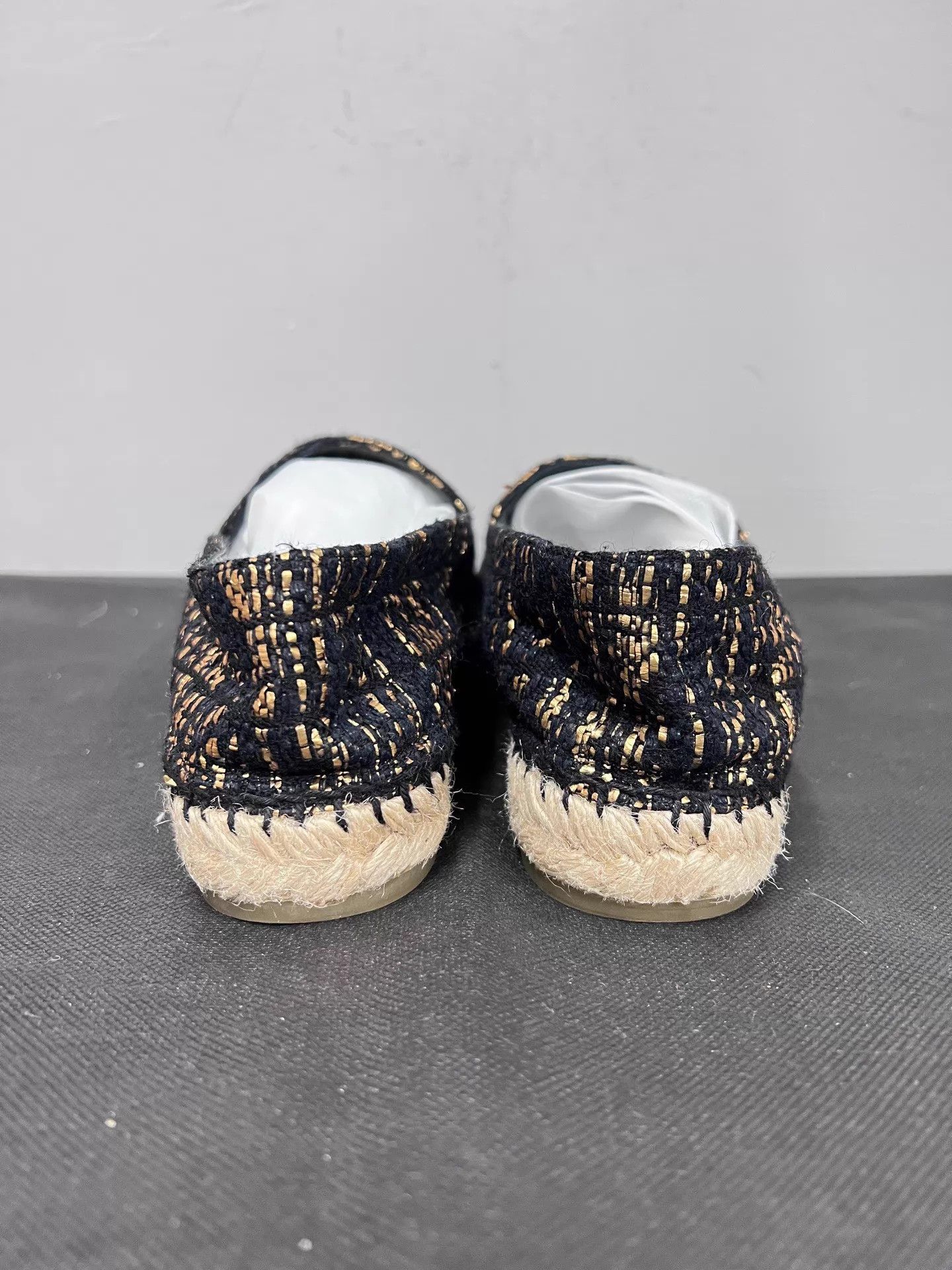 Chanel Chanel Black Gold Tweed Fisherman Shoe 40 99N W/O Size US 9.5 / IT 39.5 - 3 Thumbnail