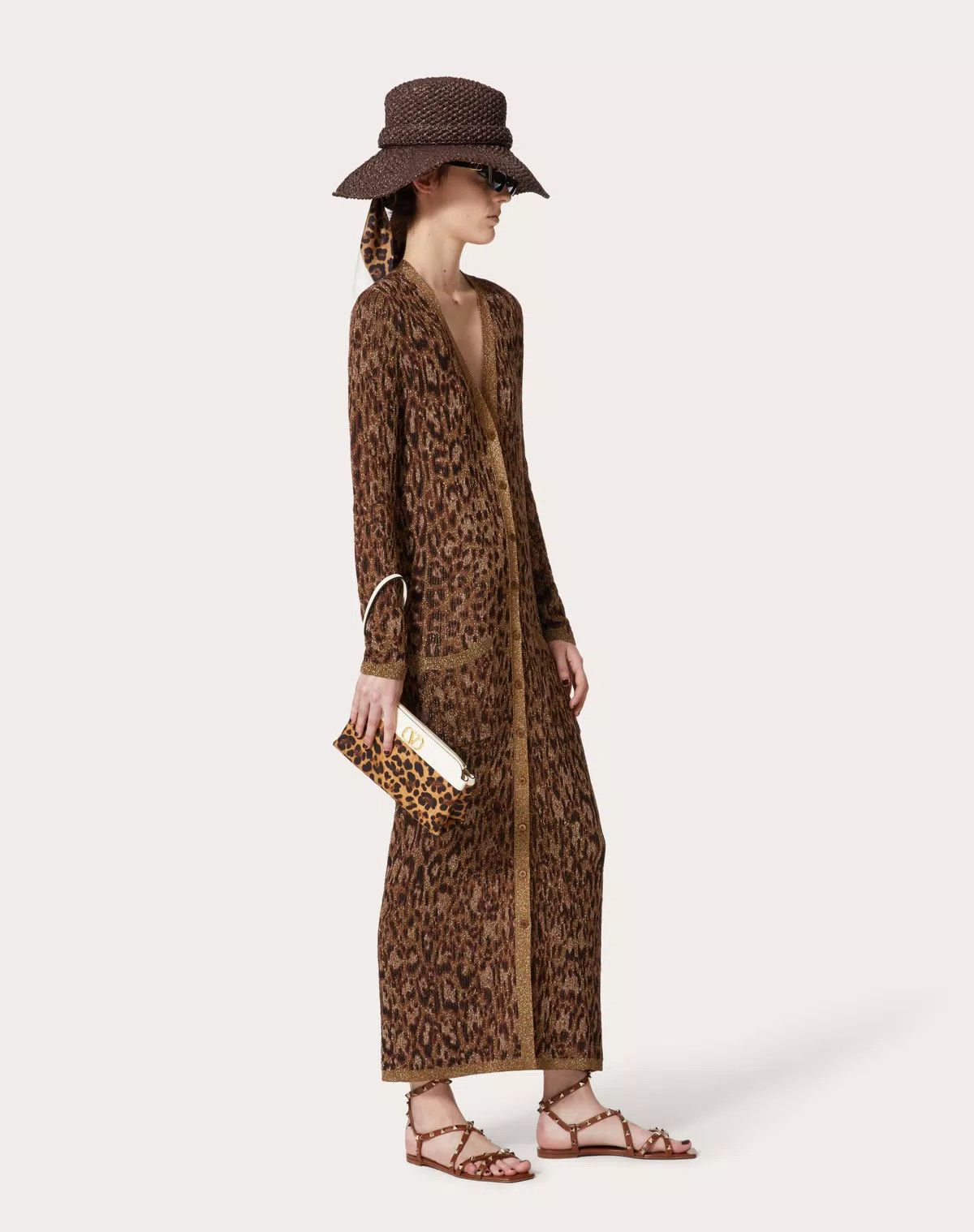 Valentino o1s1wg110426 Cardigan Animalier Jacquard Lurex Cotton Size XL / US 12-14 / IT 48-50 - 3 Thumbnail