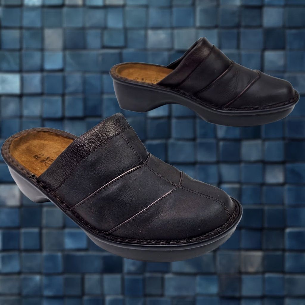 Vintage NAOT Leather Mule Wedge Slides Women EU 38 US 7 Brown Closed Toe Slip On Sandal Clogs Vintage No Size US 7 / IT 37 - 1 Thumbnail