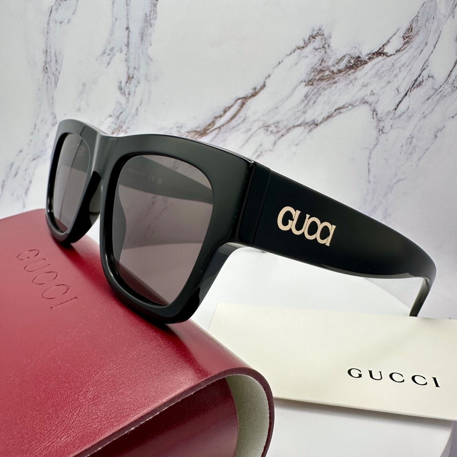 Gucci New GUCCI Sunglasses 2025 Collection Black Gold Letter Logo Size ONE SIZE - 11 Thumbnail