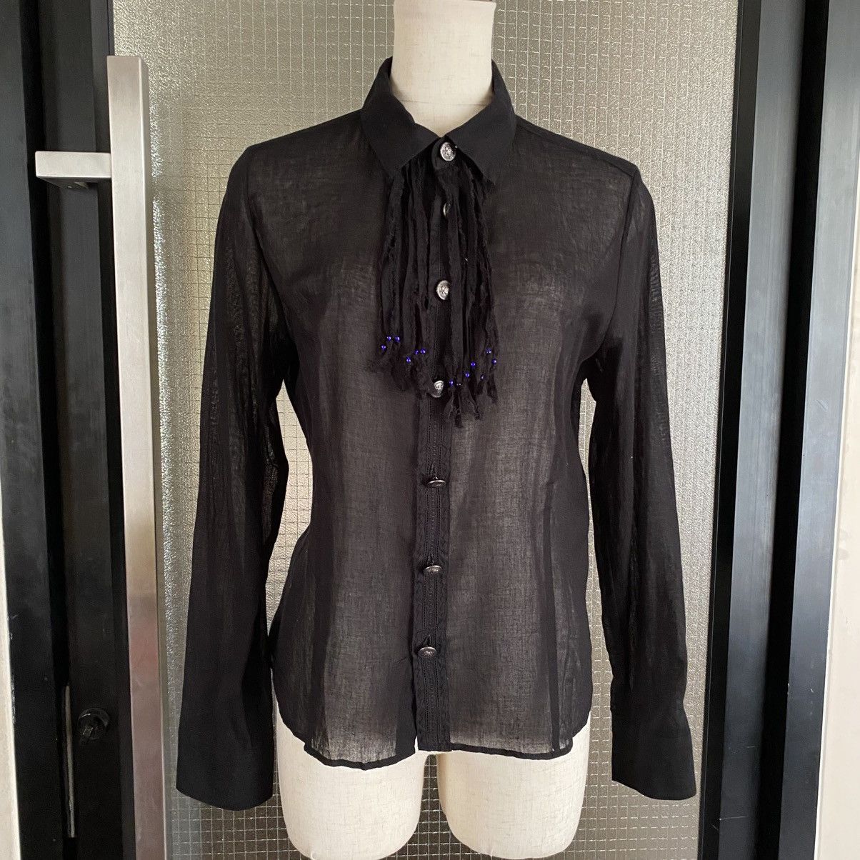Sunao Kuwahara Sunao Kuwahara Sheer Black Fringed Blouse Size M / US 6-8 / IT 42-44 - 19 Thumbnail