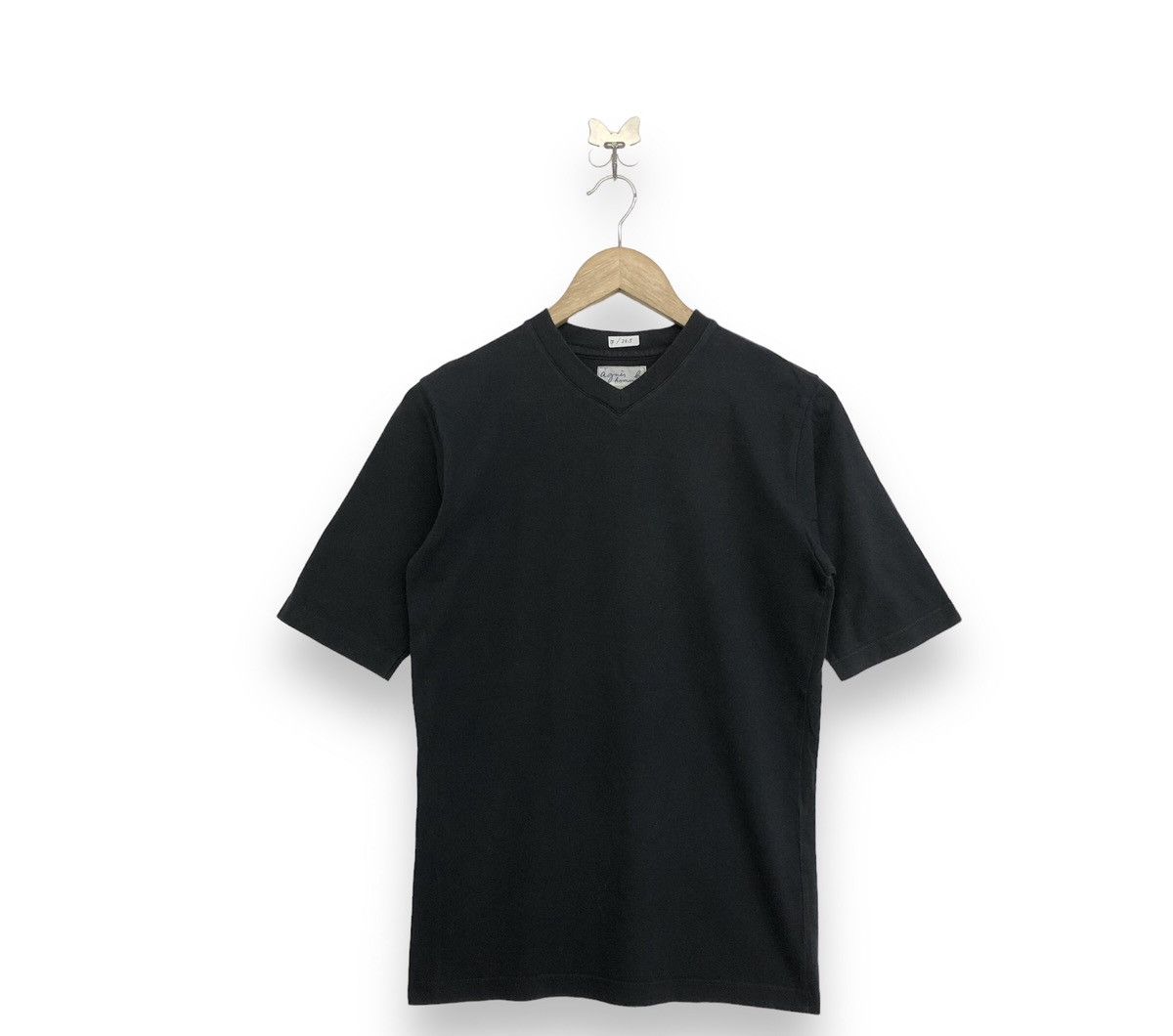 agnes b. Vintage Agnes.B Plain V Neck Tshirt Size US S / EU 44-46 / 1 - 1 Thumbnail