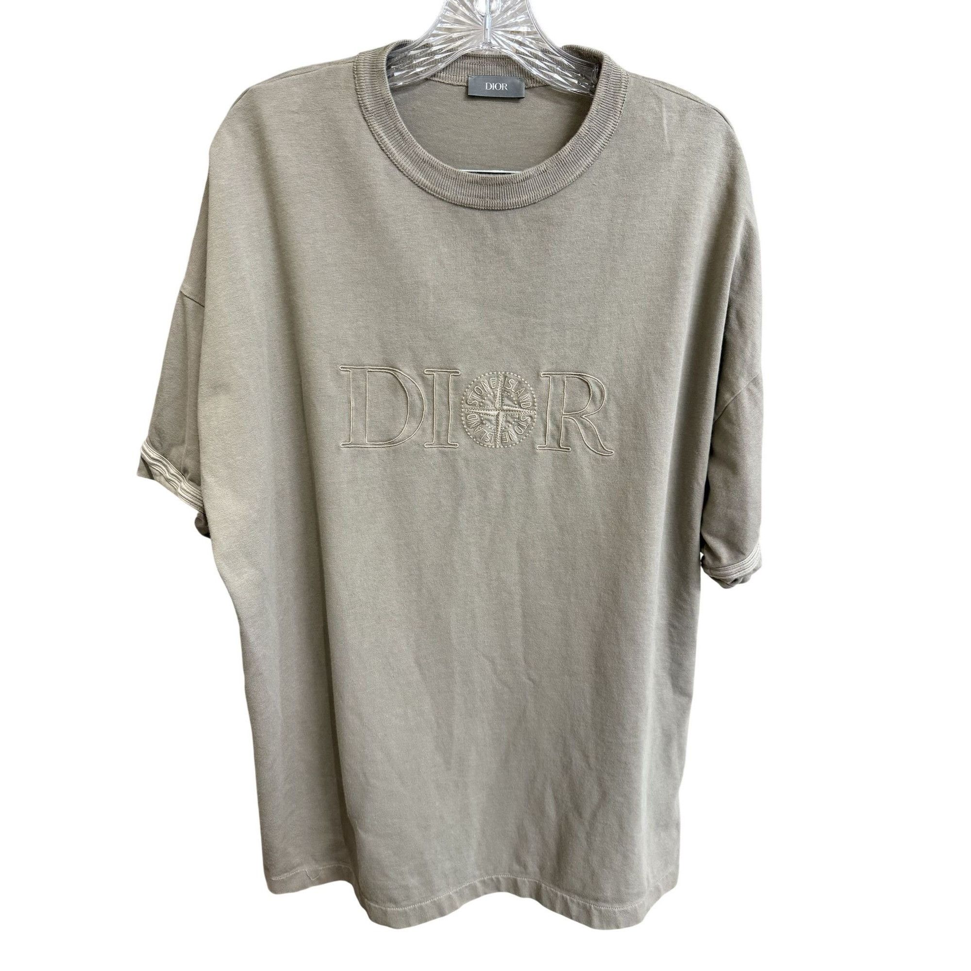 Dior Dior Beige Embroidered Logo Cotton Oversized T-Shirt L Made Size US L / EU 52-54 / 3 - 7 Thumbnail