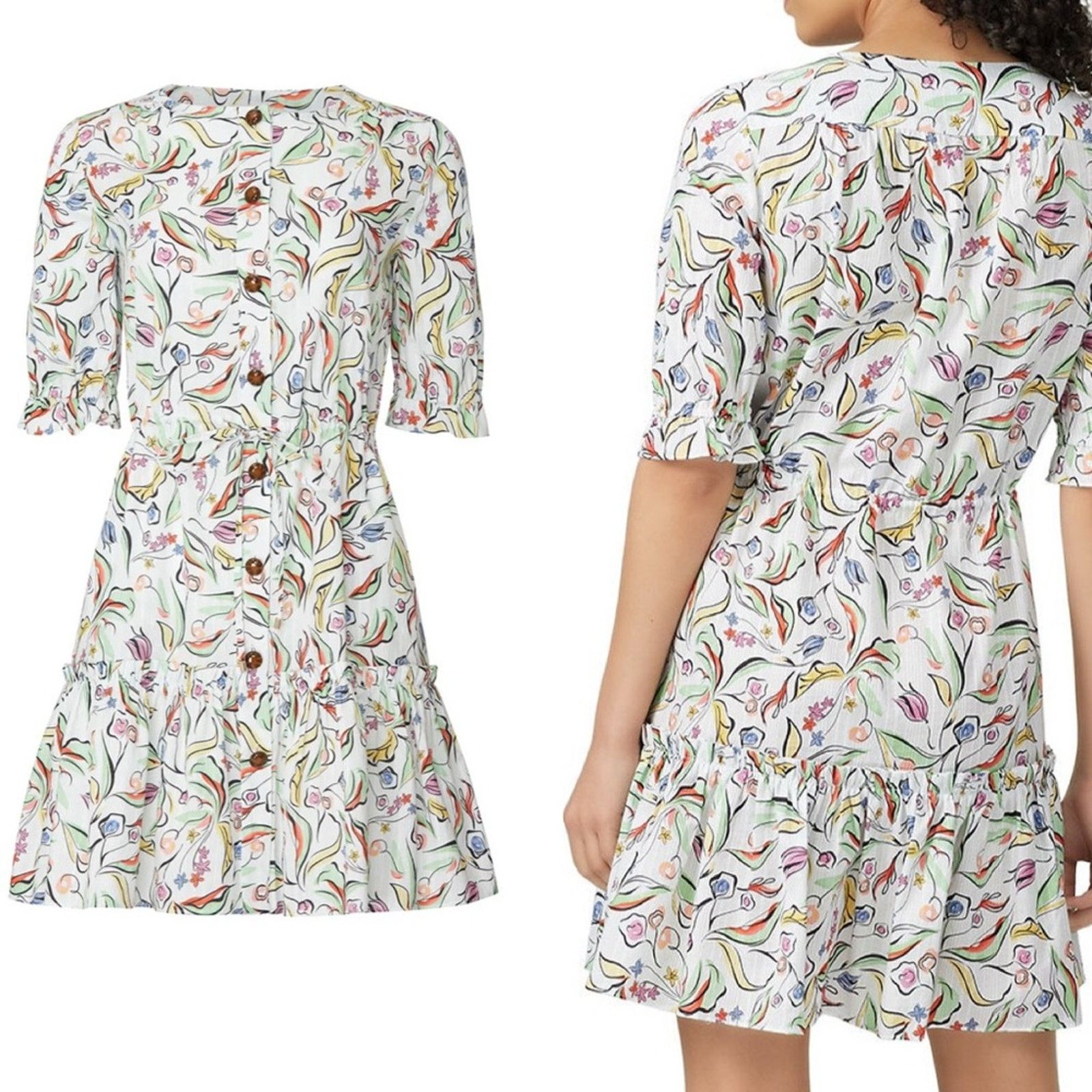 Other SALONI Billie C Textured Tie Waist Summer Dress Wildflower 4 Size S / US 4 / IT 40 - 1 Thumbnail