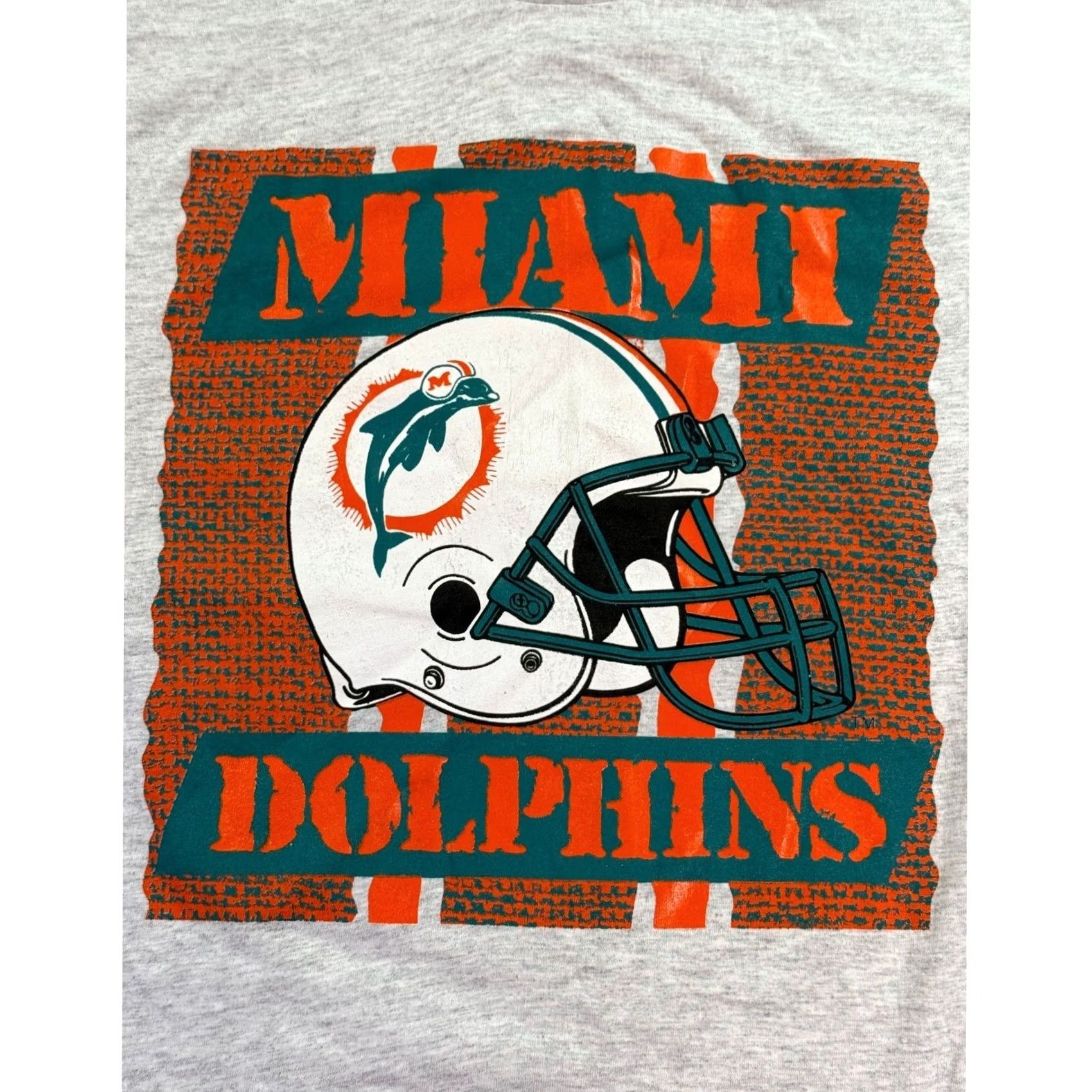 Hanes VINTAGE Miami Dolphins T Shirt Mens Large Gray NFL Football Graphic Tee USA 90s Size US L / EU 52-54 / 3 - 4 Thumbnail