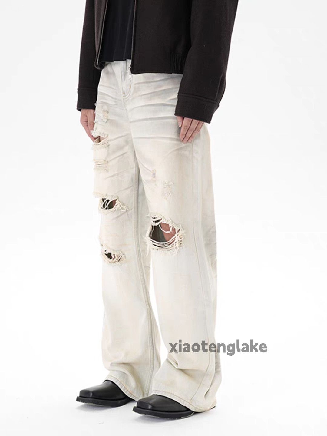 Jean xtl washed faded punk grunge loose baggy Stain jeans Size US 34 / EU 50 - 9 Thumbnail