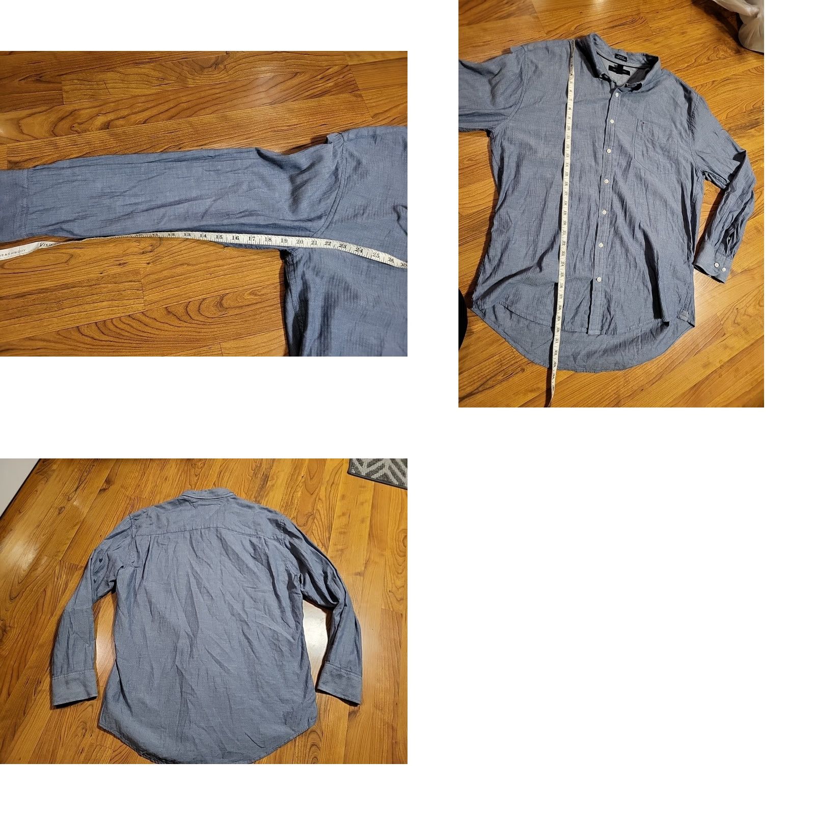 Tommy Hilfiger VINTAGE? No — skip. Title: Tommy Hilfiger Shirt 2XL Blue Cotton Button-Down Long Sleeve Herringbone Collared Classic Size US XXL / EU 58 / 5 - 8 Thumbnail