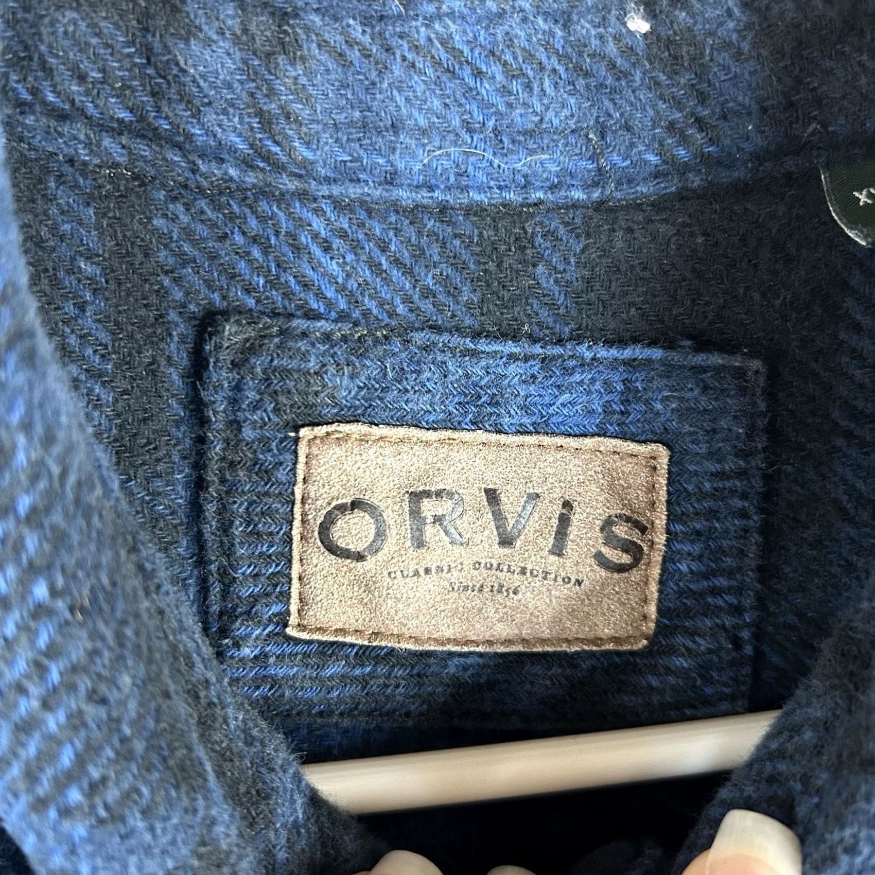 Orvis Orvis Flannel Shirt Jacket Mens 2XL Blue Plaid Logo Pockets Shacket Outdoor Vintage: No, 2XL? Size US XXL / EU 58 / 5 - 3 Thumbnail