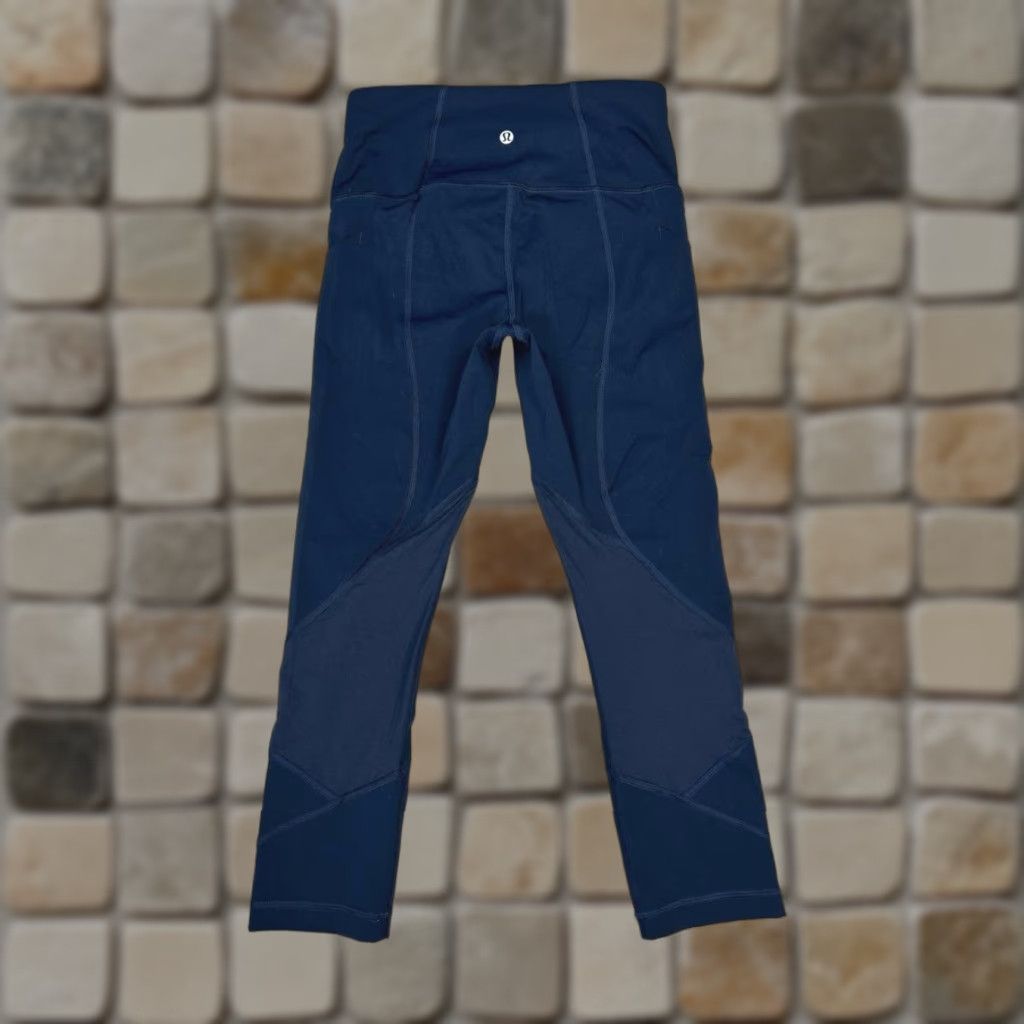 Lululemon Lululemon Pace Rival HR Cropped Leggings Womens 4 Blue Logo Mid Rise Yoga 22” Size 27" / US 4 / IT 40 - 1 Thumbnail