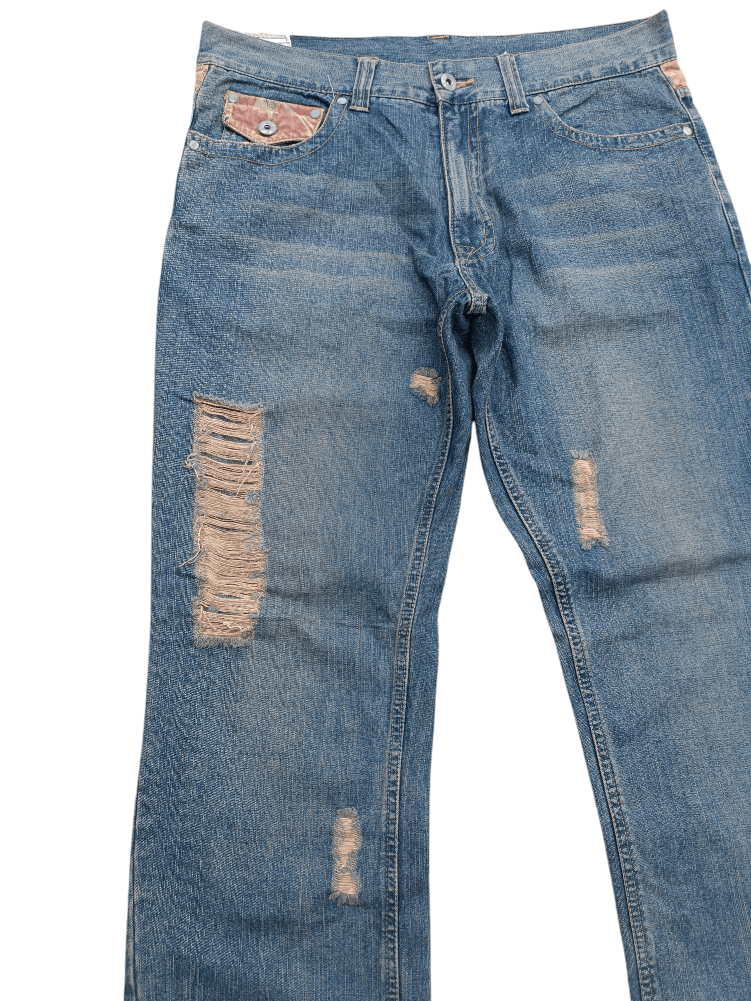 Japanese Brand FLARE JEANS JUNGLE STORM BLUE FADED DISTRESSED DENIM PANTS Size US 30 / EU 46 - 8 Thumbnail