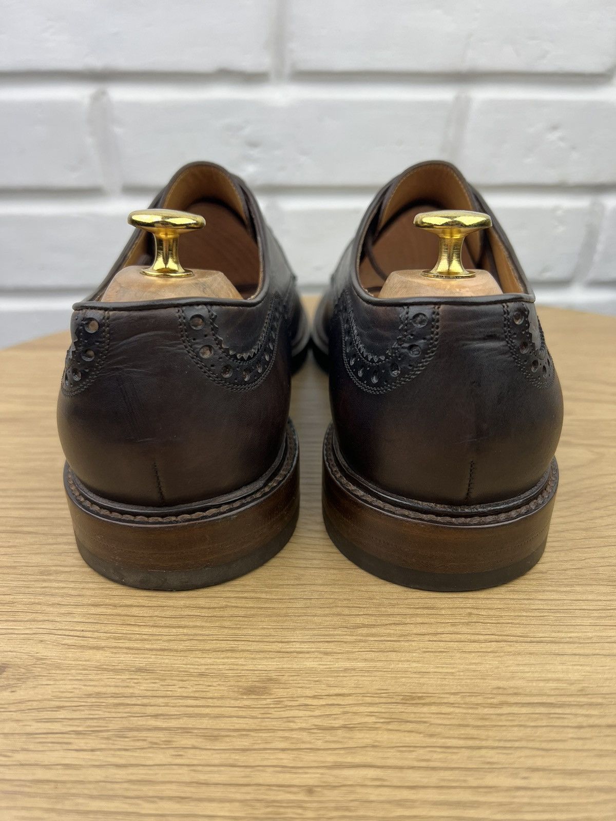 Gucci GUCCI Derby Brogues Leather Shoes Wingtip Brown Men’s Size US 10 / EU 43 - 9 Thumbnail
