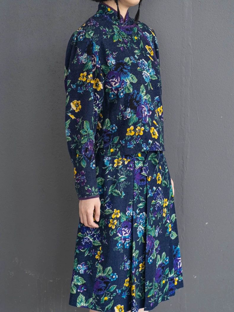 Kenzo KENZO Early showy blue and purple wool floral set vintage Size M / US 6-8 / IT 42-44 - 4 Thumbnail