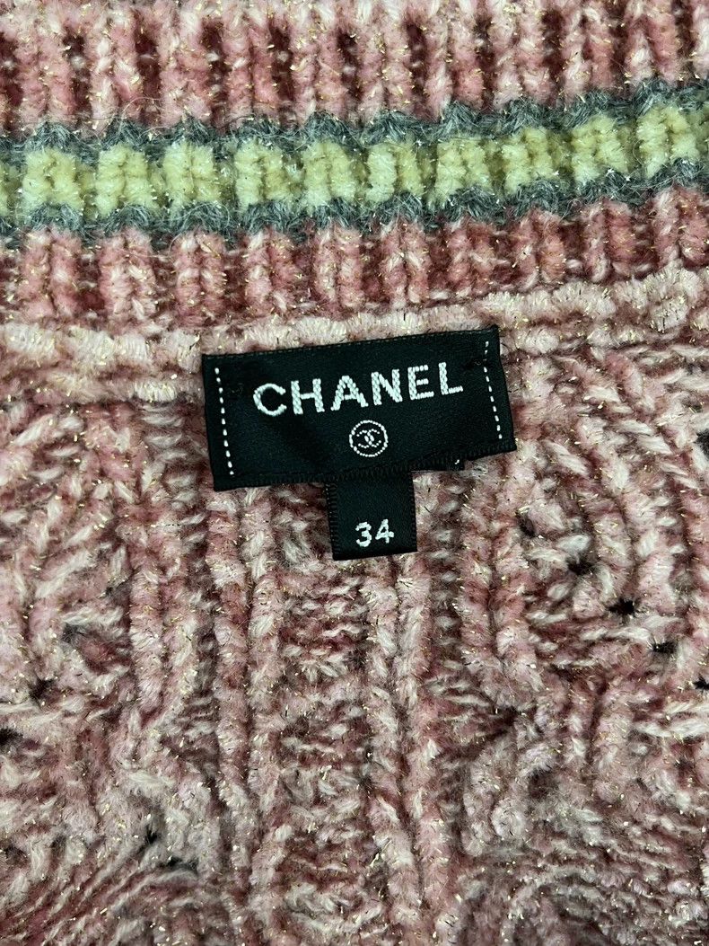Chanel Chanel 22B pink V-neck velvet knit sweater Size XXS / US 00 / IT 34 - 4 Thumbnail