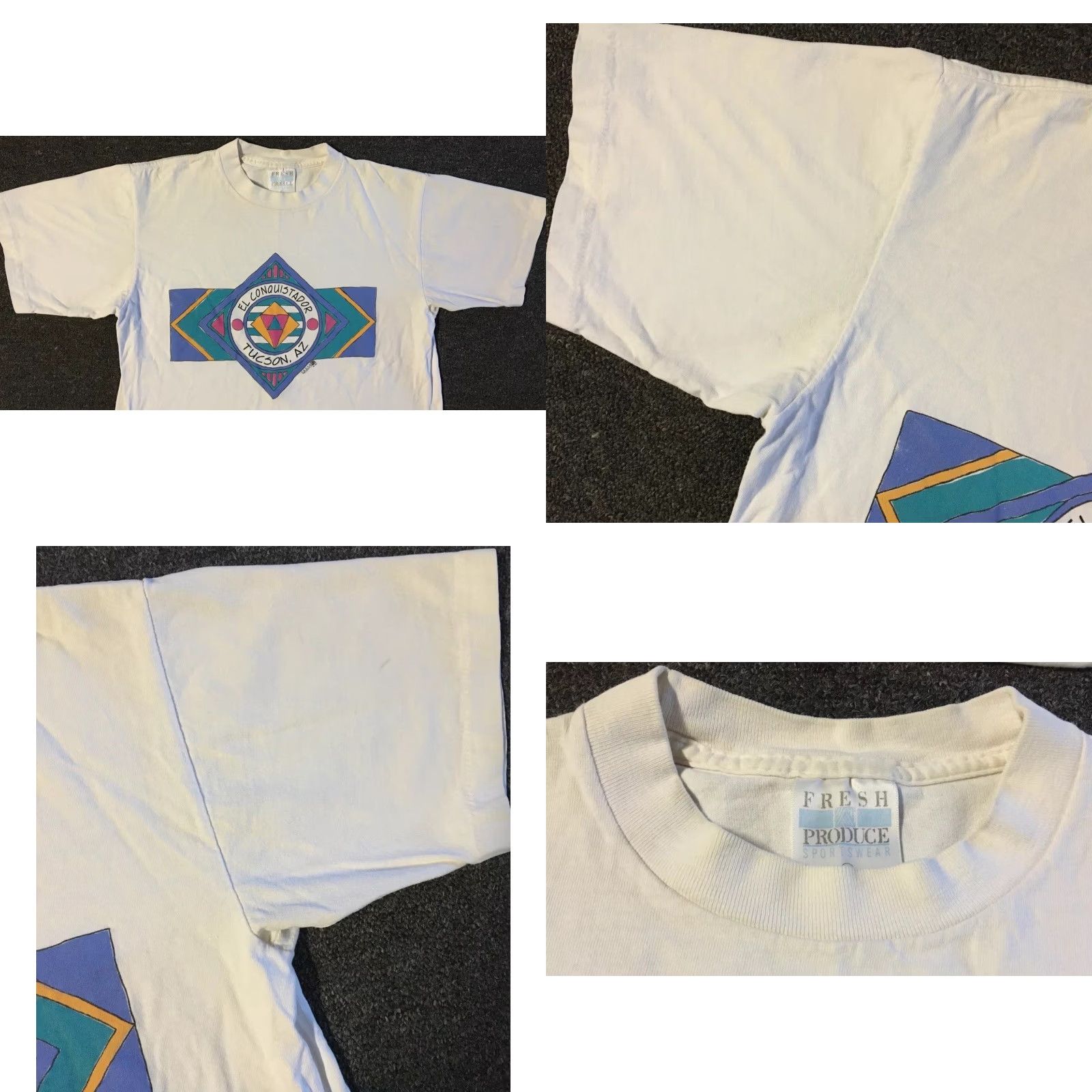 Vintage VINTAGE El Conquistador Tucson Faded Abstract Art Shirt S Men White 90s 80s Surf Skate Grunge United States Single Stitch T-Shirt Size US S / EU 44-46 / 1 - 8 Thumbnail