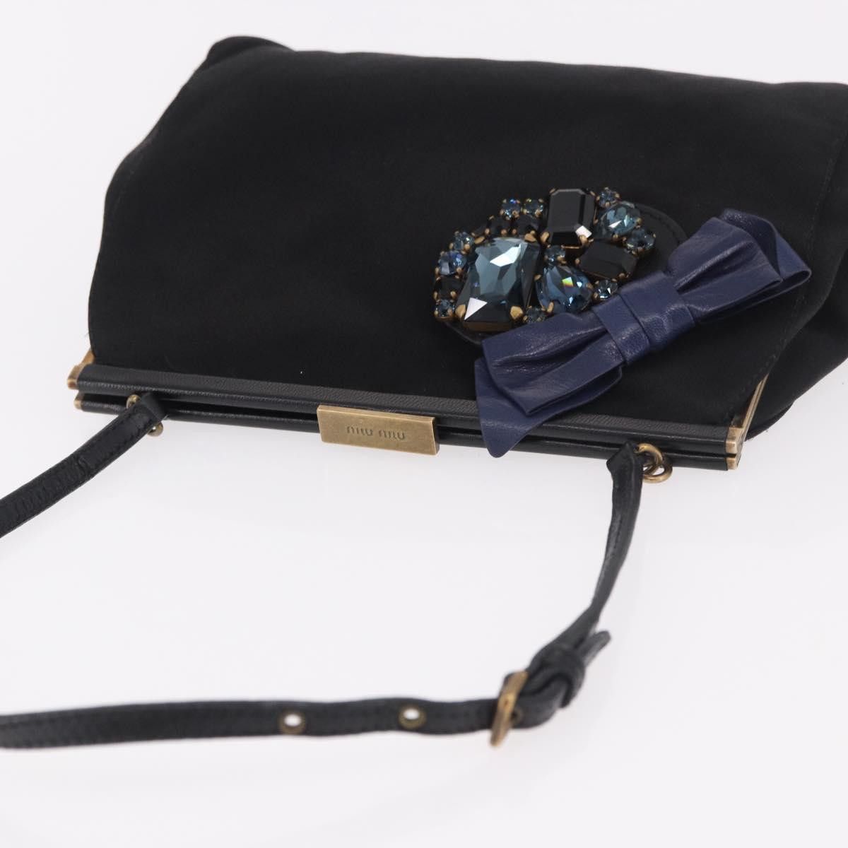Miu Miu Miu Miu Hand Bag Satin Black Gold Auth 187043A - Jerrillo Size ONE SIZE - 6 Thumbnail