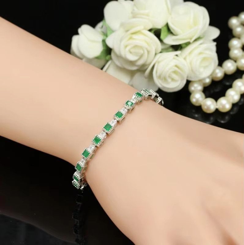 Jewelry Shiny Rhinestone Zirconia Square Bracelet Size ONE SIZE - 2 Thumbnail
