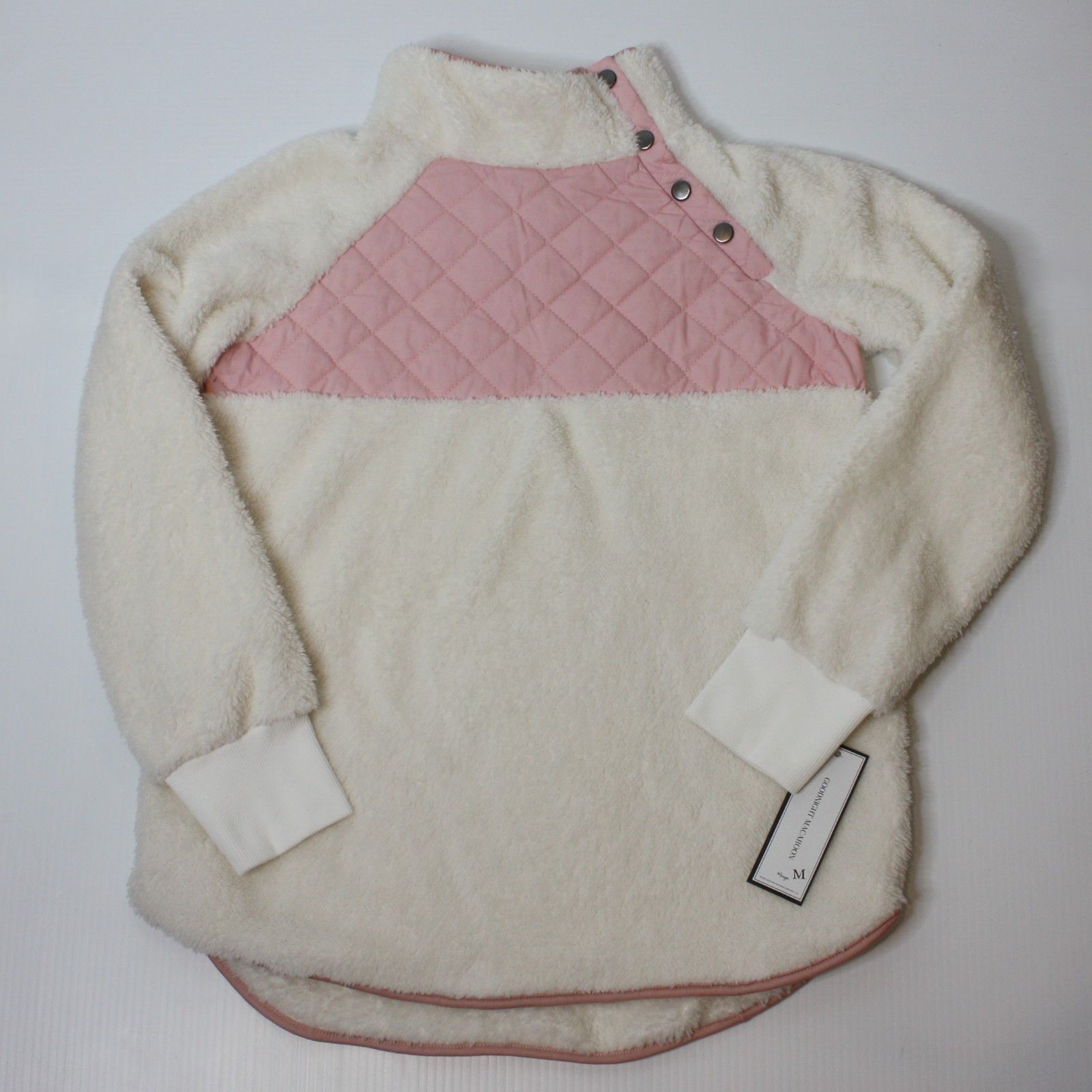 Other Goodnight Macaroon 'Vincy' Sherpa Quilted Fluffy Sweater NWT Size M / US 6-8 / IT 42-44 - 4 Thumbnail