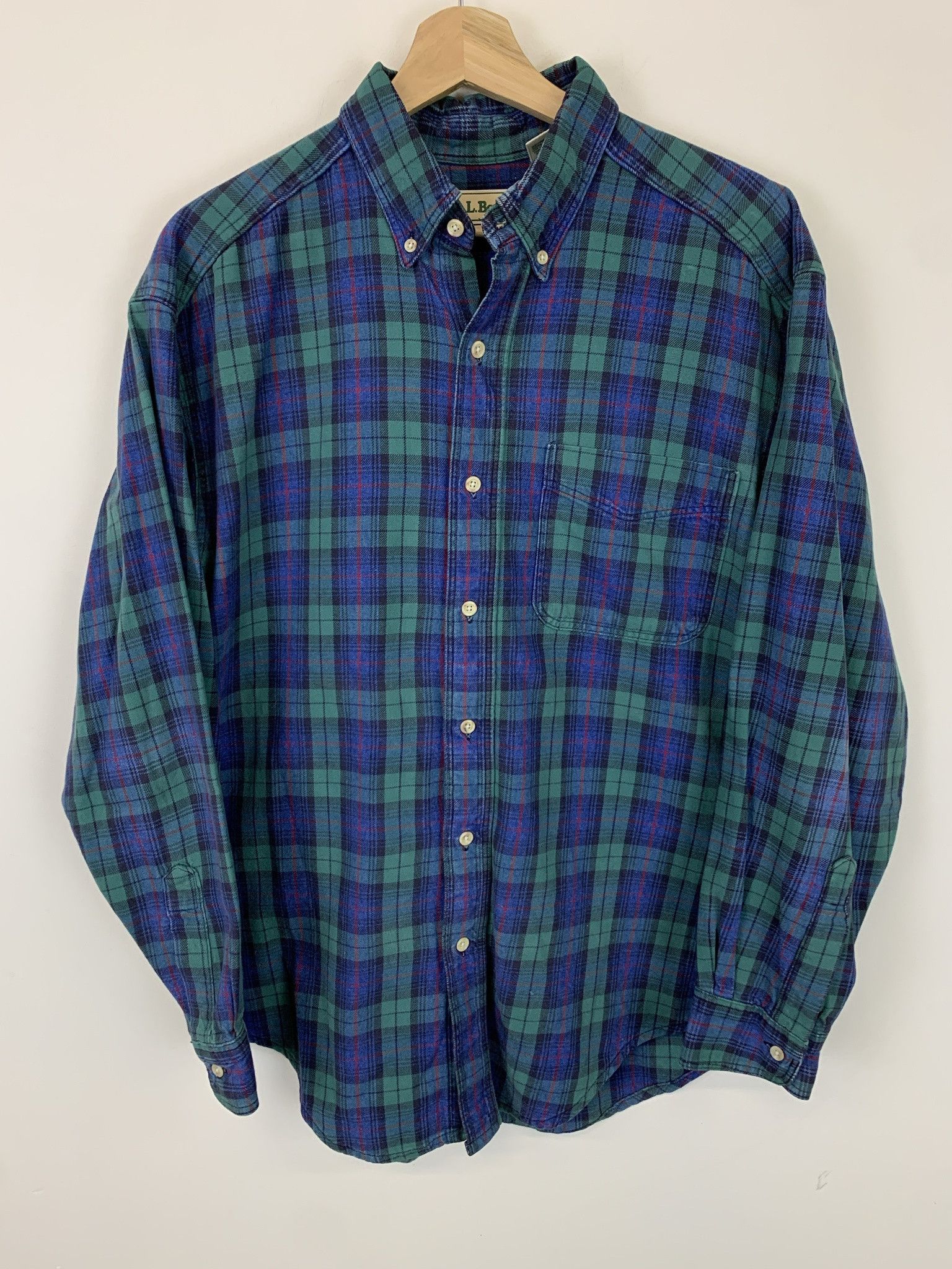 Flannel × Vintage Vintage LL Bena Blue Green Check Light Flannel Size L Size US L / EU 52-54 / 3 - 1 Thumbnail