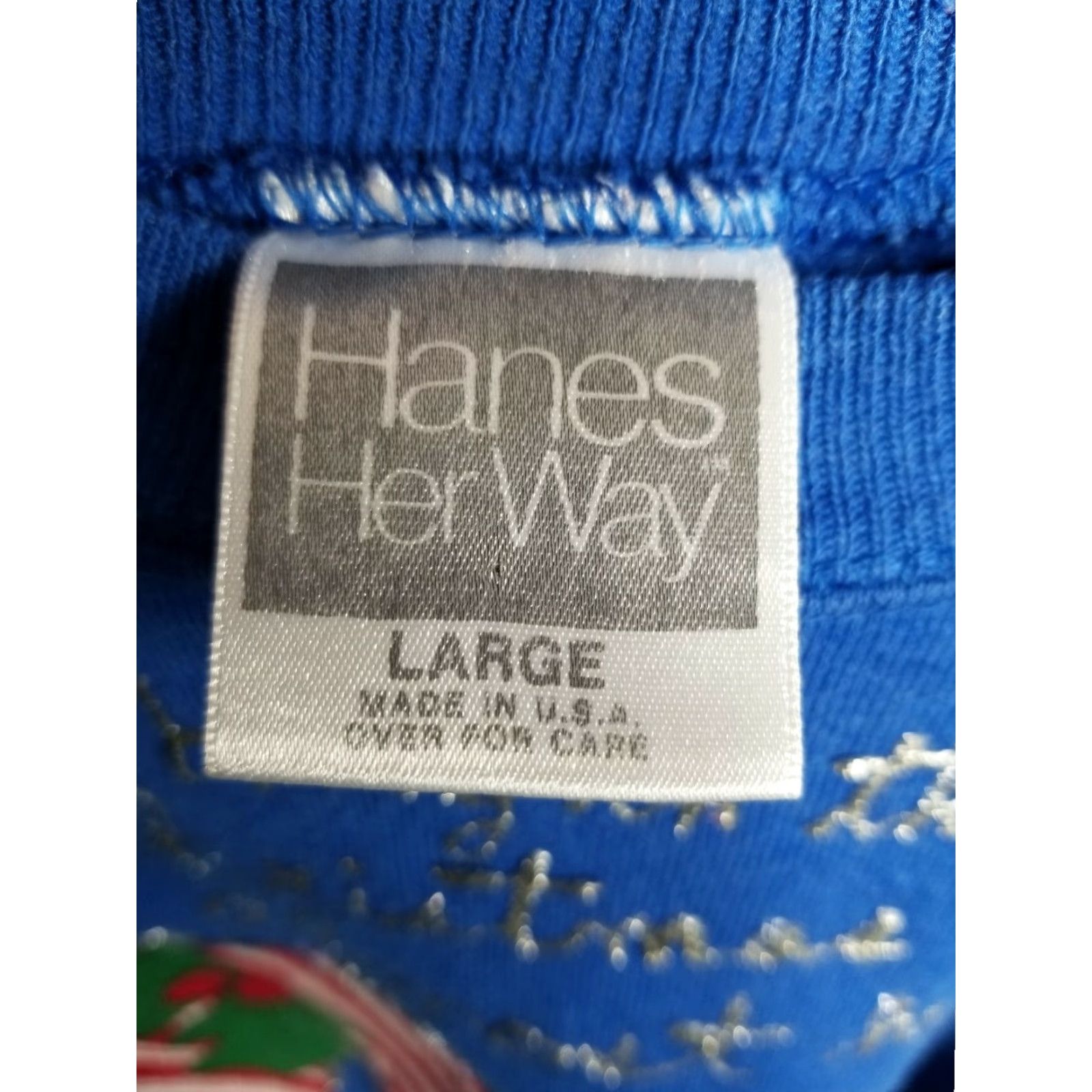 Hanes VINTAGE Hanes Her Way Christmas Puff Paint Hang In Sweatshirt Womens L Blue Mouse Cat Ugly Sweater Holiday Size L / US 10 / IT 46 - 5 Thumbnail