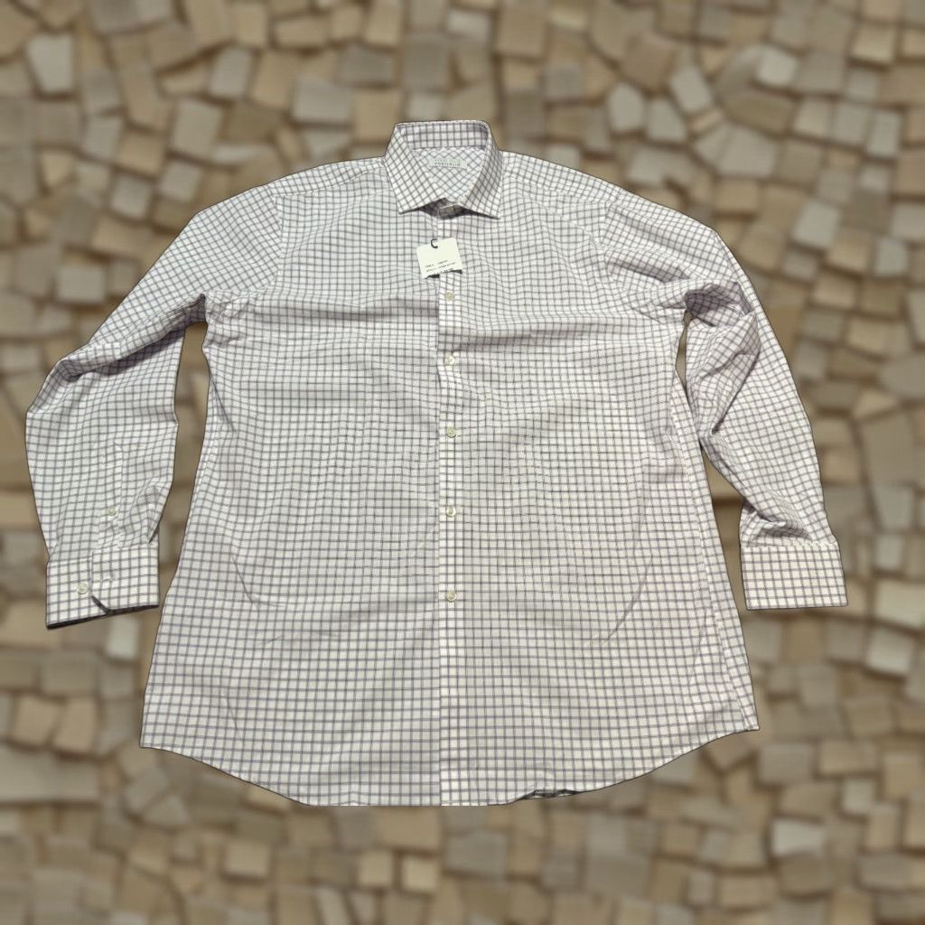 Perry Ellis Perry Ellis Portfolio Shirt Mens 16.5 34/35 White Purple Blue Button Up TRAVEL Shirt Mens - 16.5 34/35 Blue Size US M / EU 48-50 / 2 - 1 Thumbnail