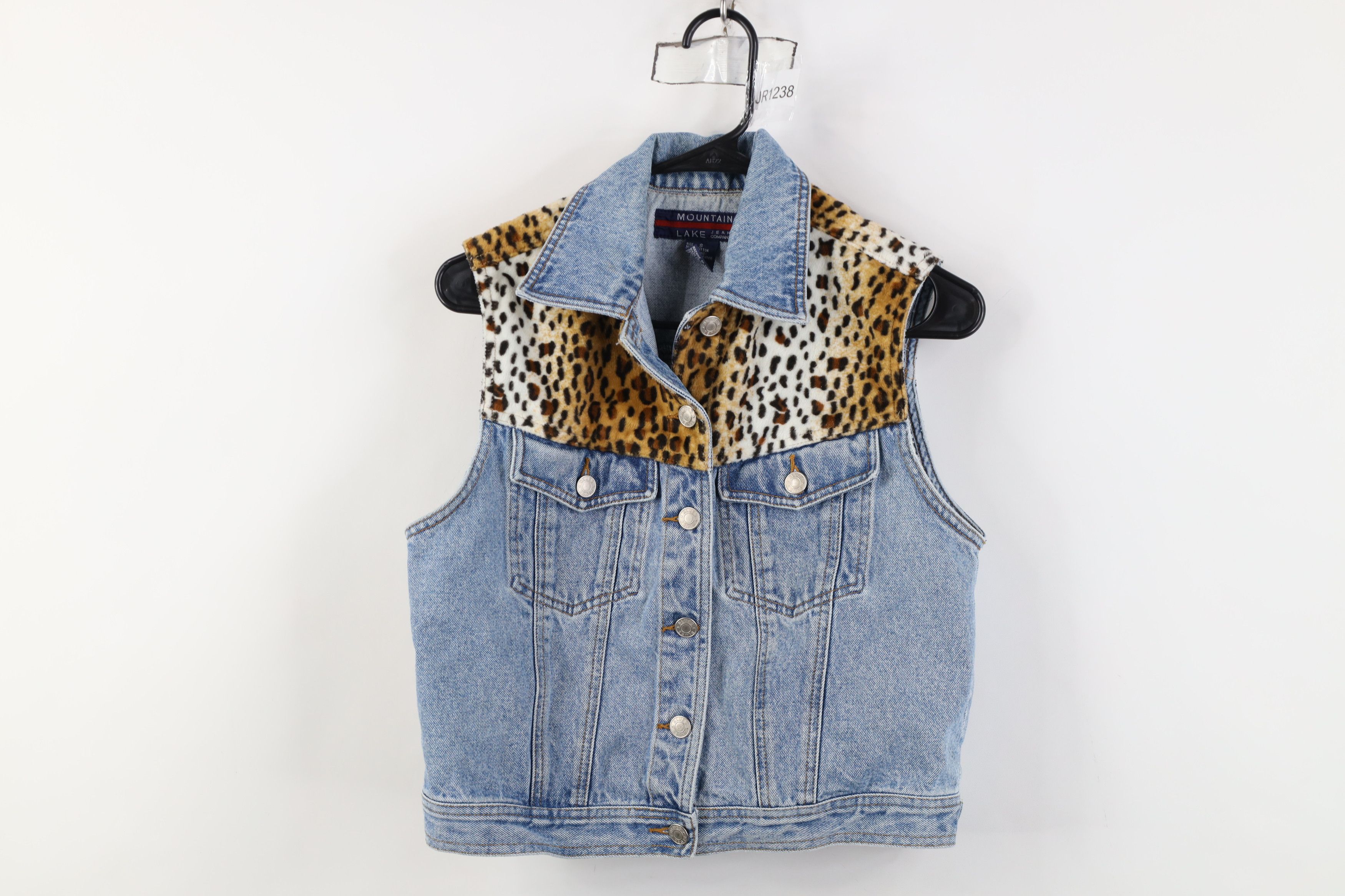 Vintage Vintage 90s Streetwear Leopard Denim Trucker Vest Jacket Size S / US 4 / IT 40 - 1 Thumbnail