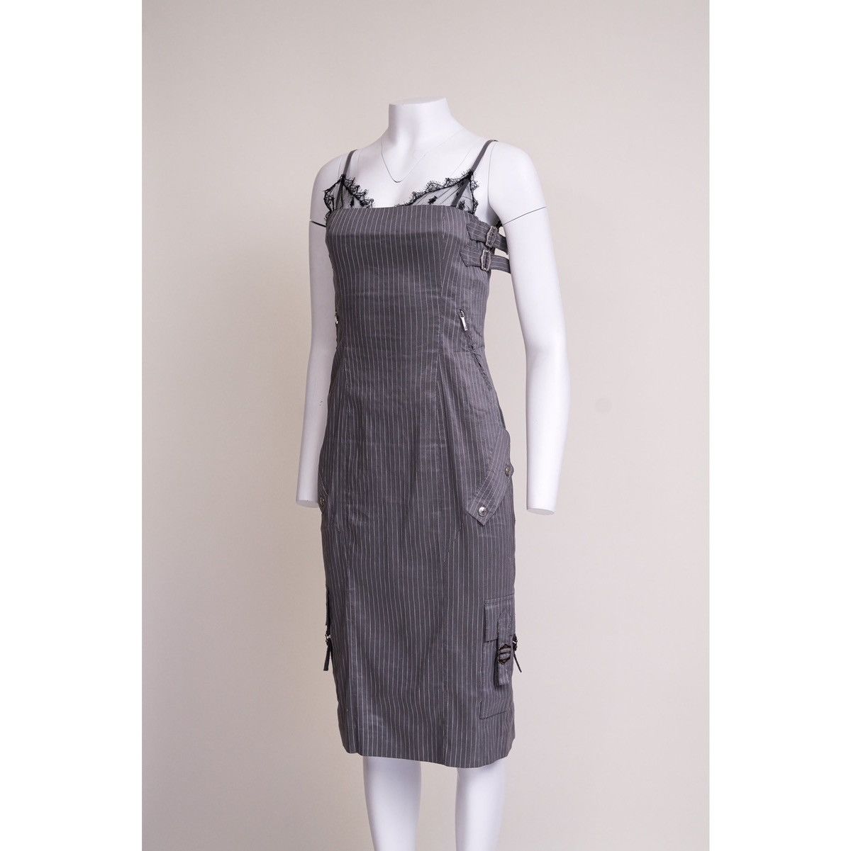 Dior Christian Dior 1998 Pinstripe Lace Mini Dress Size S / US 4 / IT 40 - 4 Thumbnail