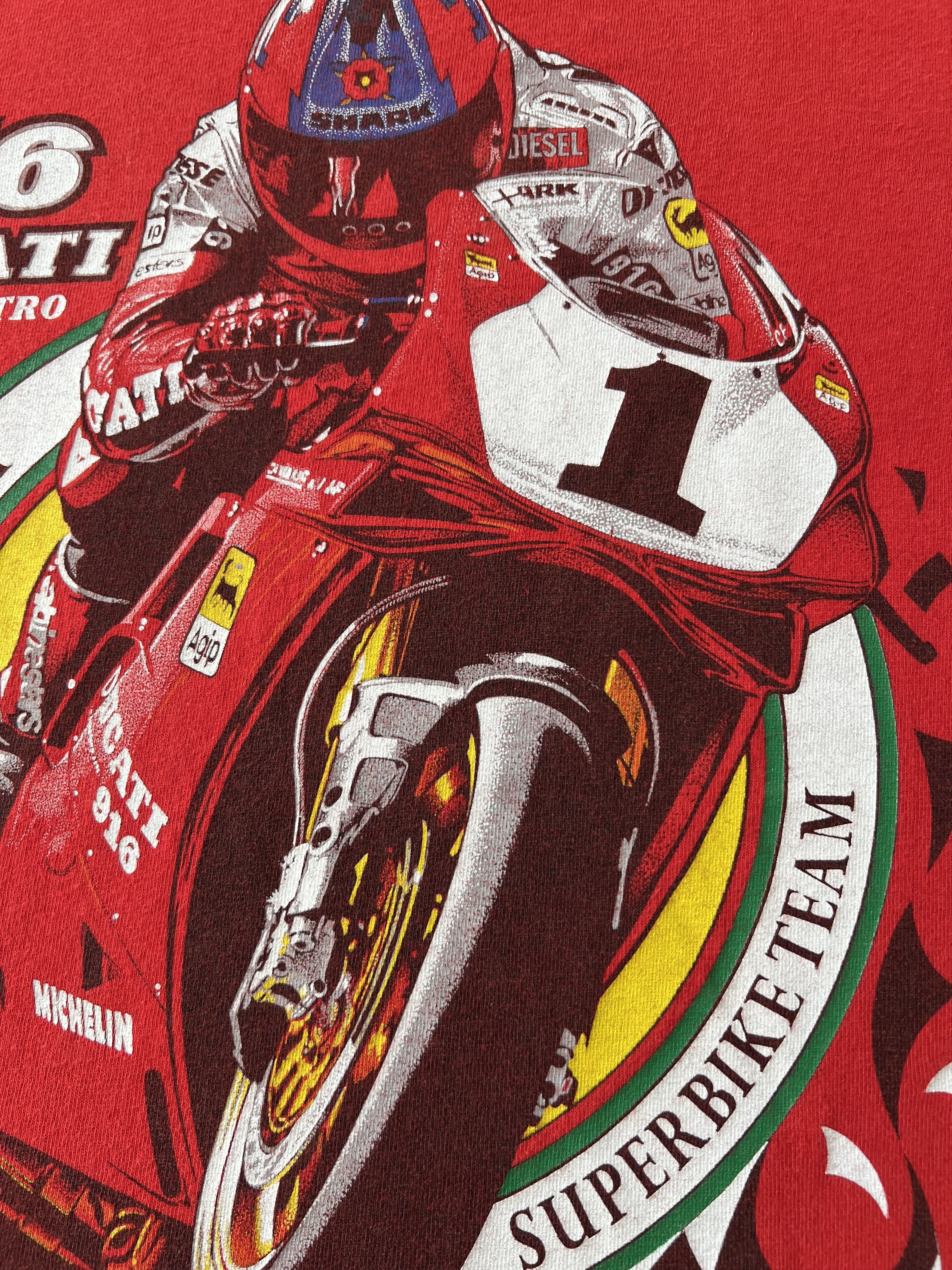 Vintage Vintage 90s Ducati 916 Superbike Moto Racing Red T-shirt Size US L / EU 52-54 / 3 - 5 Thumbnail