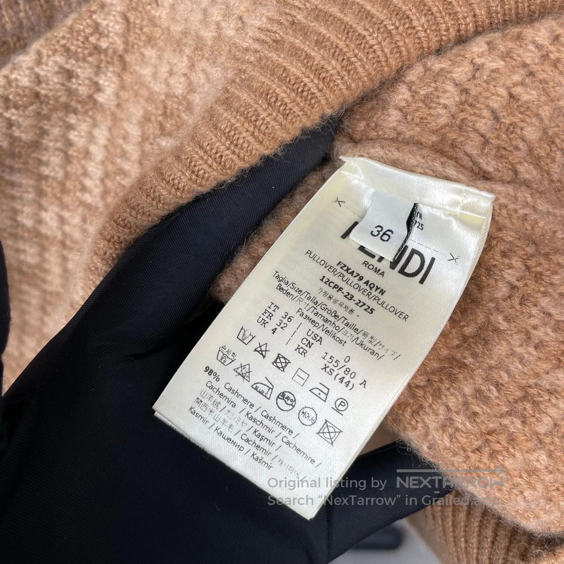 Fendi FENDI Caramel Brown Cashmere Half High Neck Full Print Lon Size XS / US 0-2 / IT 36-38 - 5 Thumbnail