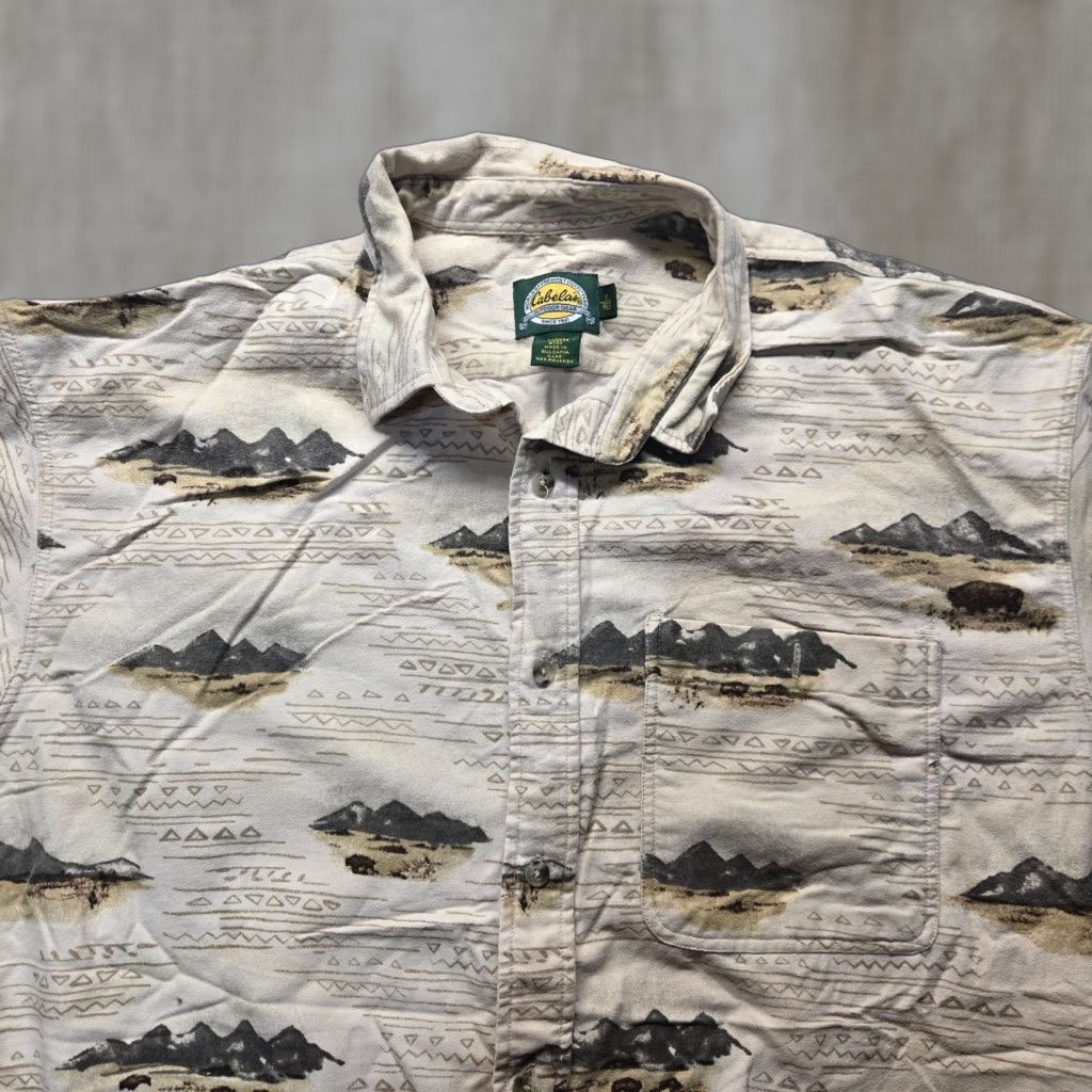 Vintage Cabela's Shirt Men Adult XL Button-Up Tan Beige Outdoor Gear Heavy Mountains Cotton Button-Down Collared Long Sleeve Size US XL / EU 56 / 4 - 1 Thumbnail