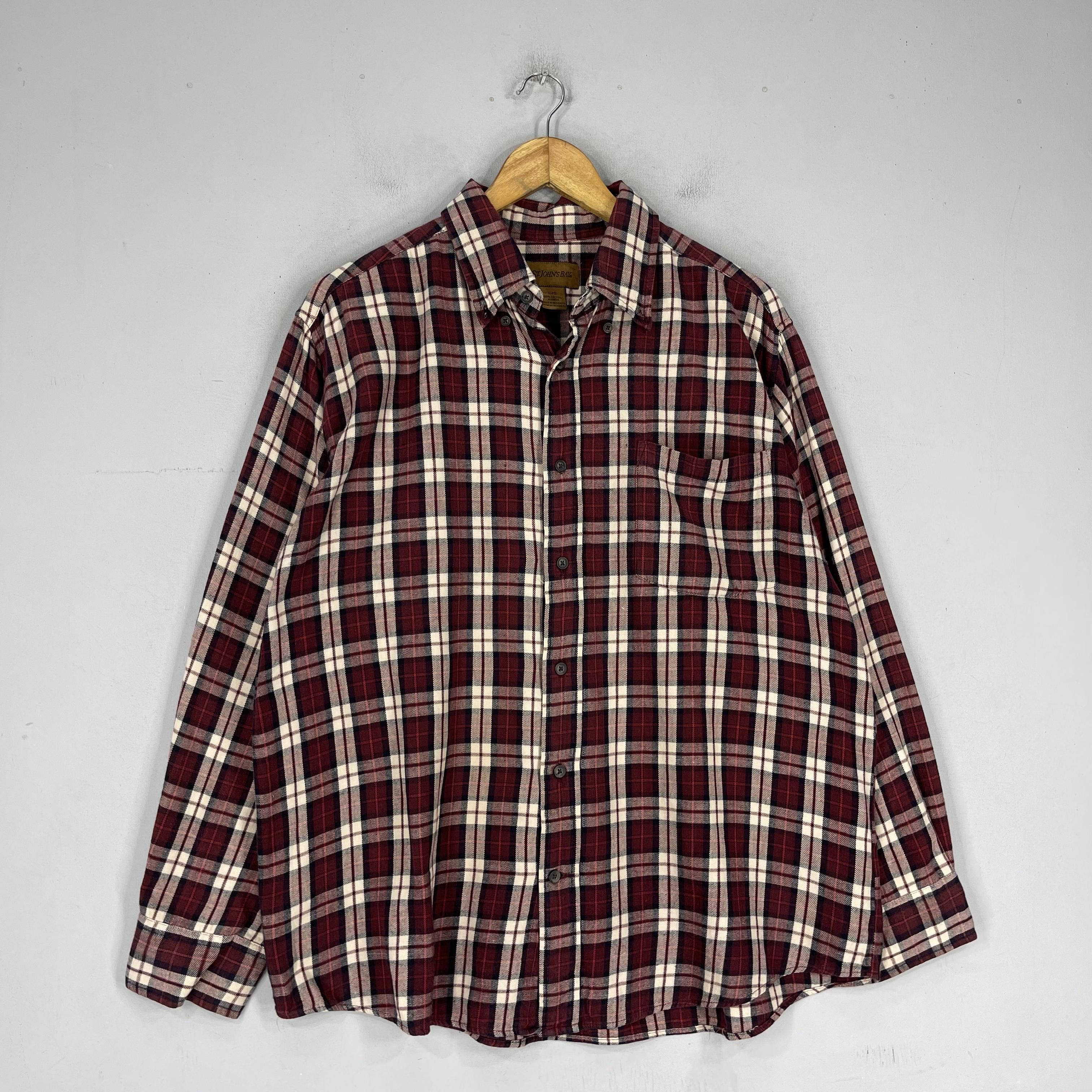 Flannel ST JOHN'S BAY Tartan Burgundy Checkered Flannel Button Up Size US L / EU 52-54 / 3 - 4 Thumbnail