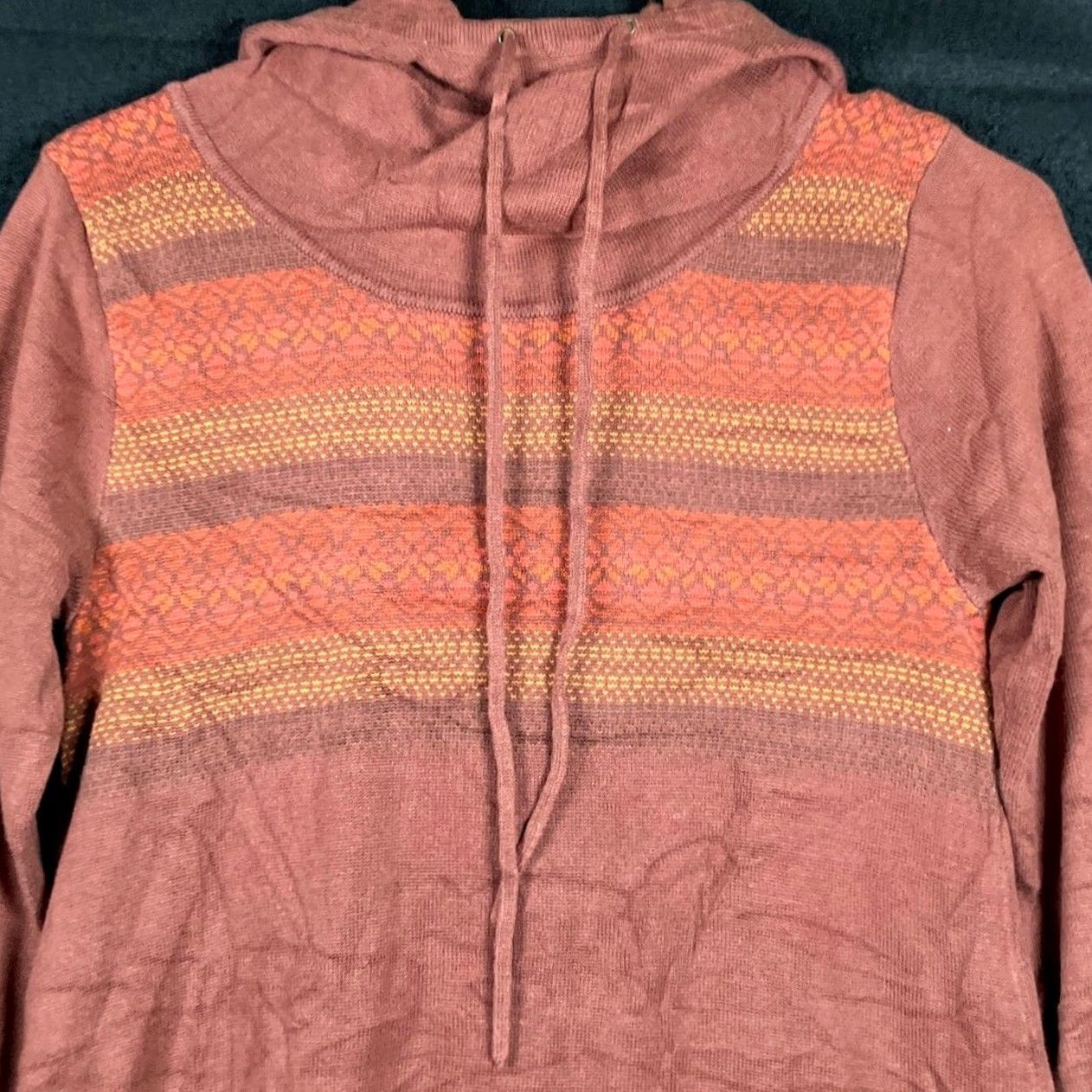 Prana VINTAGE PrAna Womens Sweater Dress Hooded Fair Isle Cotton Blend Small Terracotta CoCo Winter Casual Womens Size S / US 4 / IT 40 - 2 Thumbnail