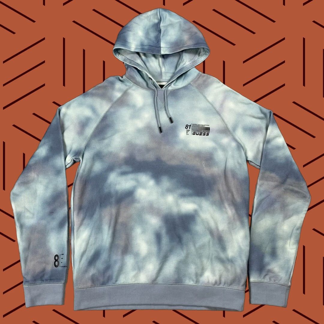 Guess GUESS Hoodie Men Large Blue Organic Cotton All Over Print Pullover Raglan Sleeves Round Neck Graphic Print Mens Size US L / EU 52-54 / 3 - 1 Thumbnail