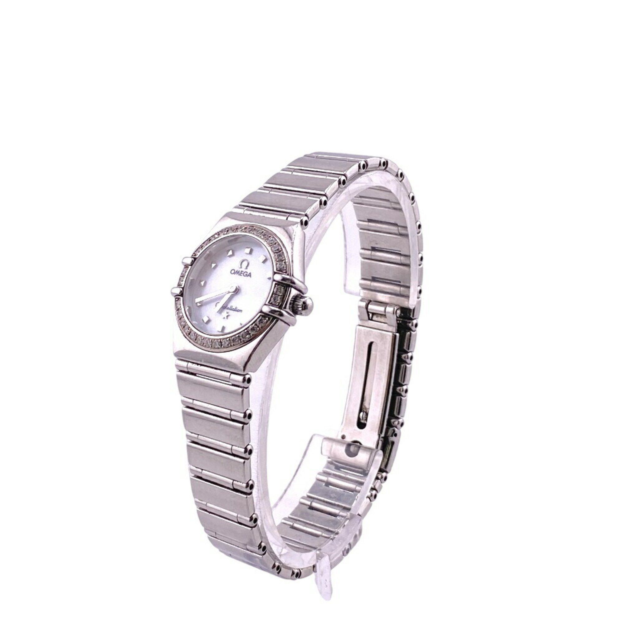 Omega Constellation My Choice Diamond Bezel Watch Analog Digital White Ladies 1465.71, Women's