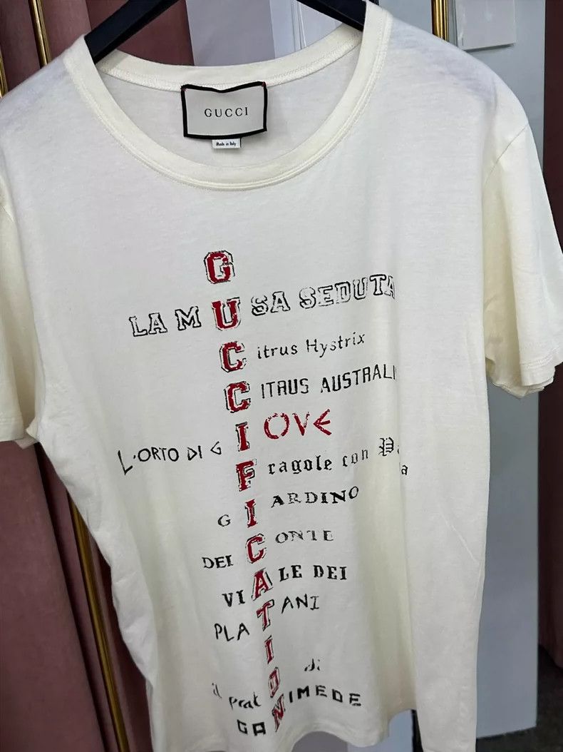 Gucci Beige letter printed short-sleeved T-shirt