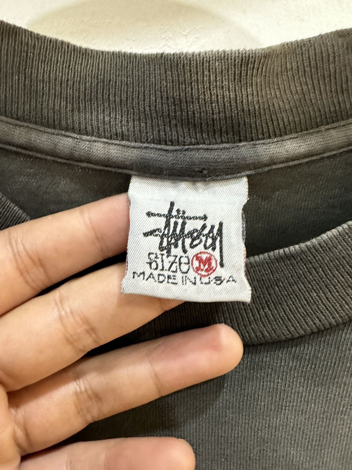 Stussy × Vintage Vintage-1990 Stussy OG Logo Sun Faded Tshirt Made In Usa Size US L / EU 52-54 / 3 - 5 Thumbnail
