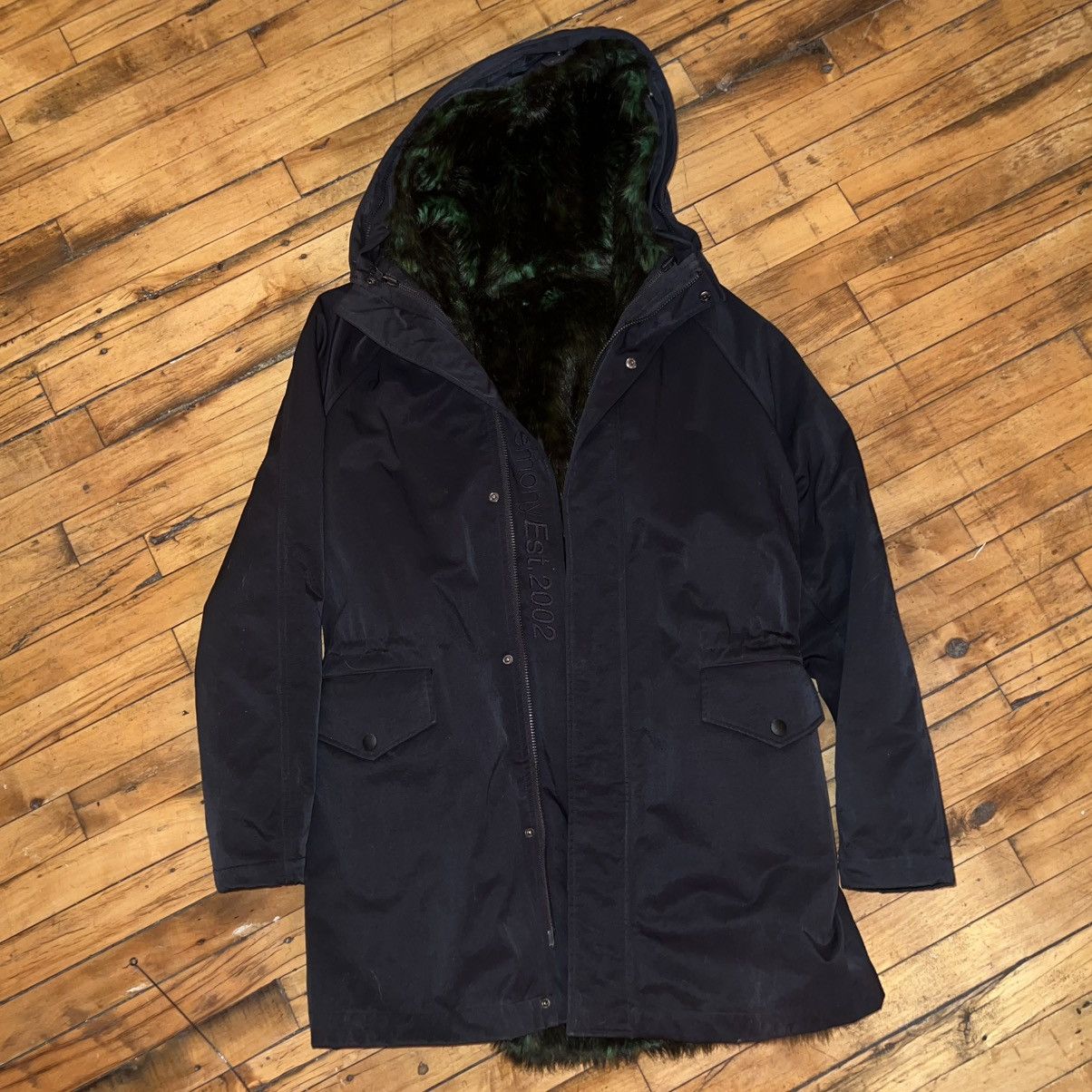 Opening Ceremony Opening Ceremony Black / Green Faux FurTrim Hood Parka Coat Size US S / EU 44-46 / 1 - 9 Thumbnail