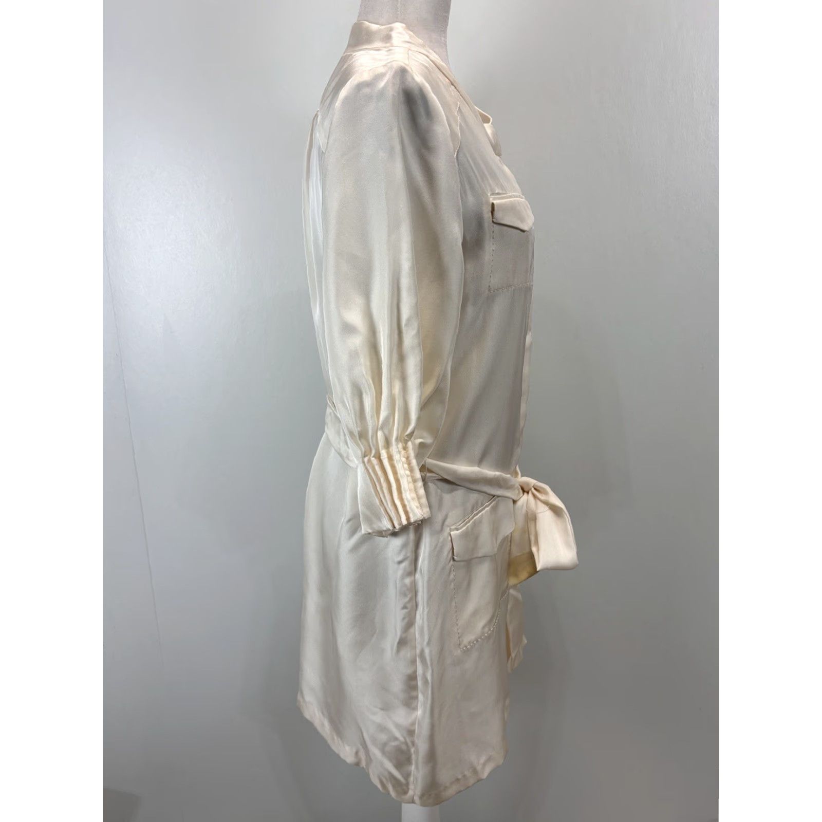 Vintage VINTAGE Eva Khurshid Silk Shift Dress Women’s Size 10 Ivory Short Sleeve Pockets Party Summer Size L / US 10 / IT 46 - 4 Thumbnail