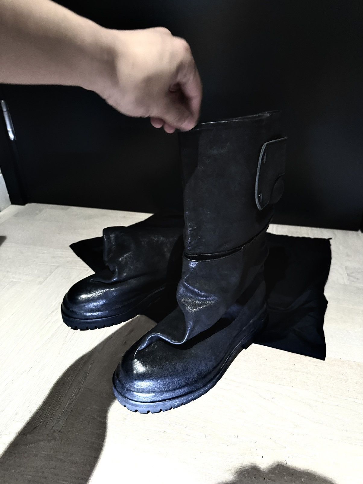 424 424 on Fairfax Overlay Black Leather Strap Boots 40 Size US 7 / EU 40 - 11 Thumbnail