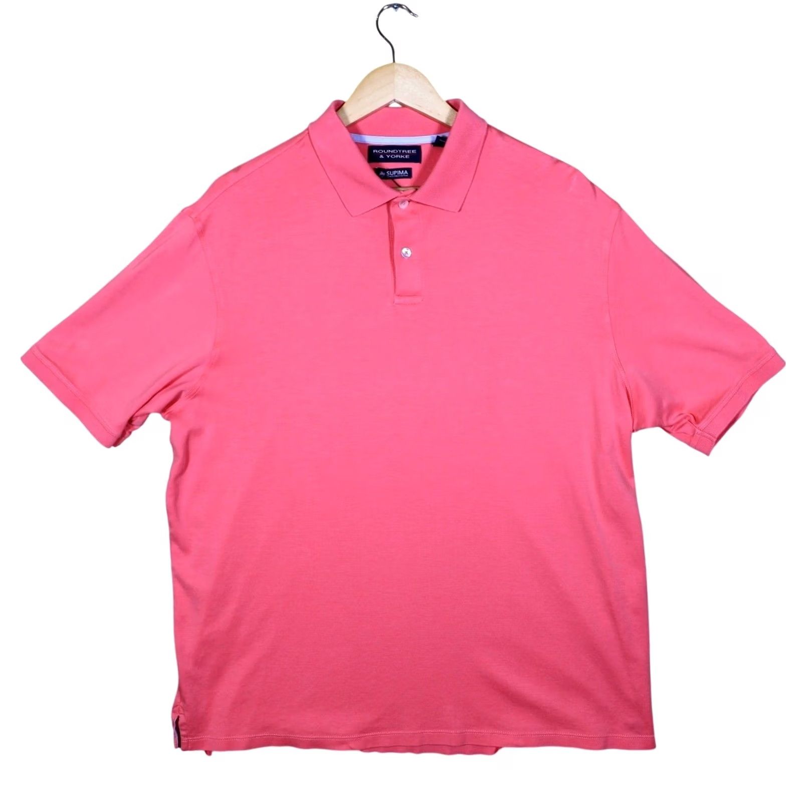 Roundtree & Yorke Roundtree & Yorke Men's Polo Shirt Size L Coral Pink Short Sleeve Supima Cotton Size US L / EU 52-54 / 3 - 3 Thumbnail