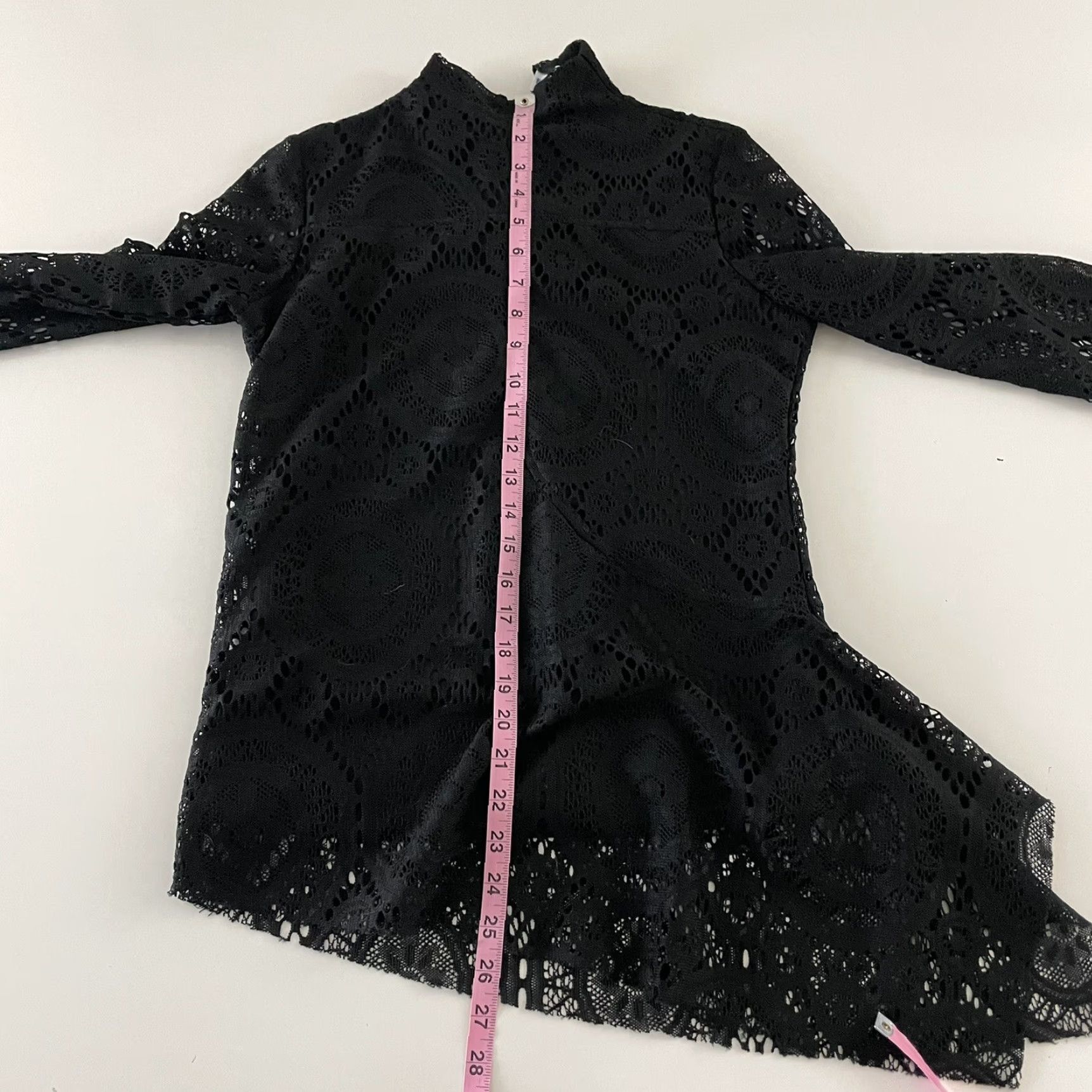 Soft Surroundings Soft Surroundings Shirt Long Sleeve Lace Mock Neck Zip Back Women's S/M Black Size S / US 4 / IT 40 - 3 Thumbnail
