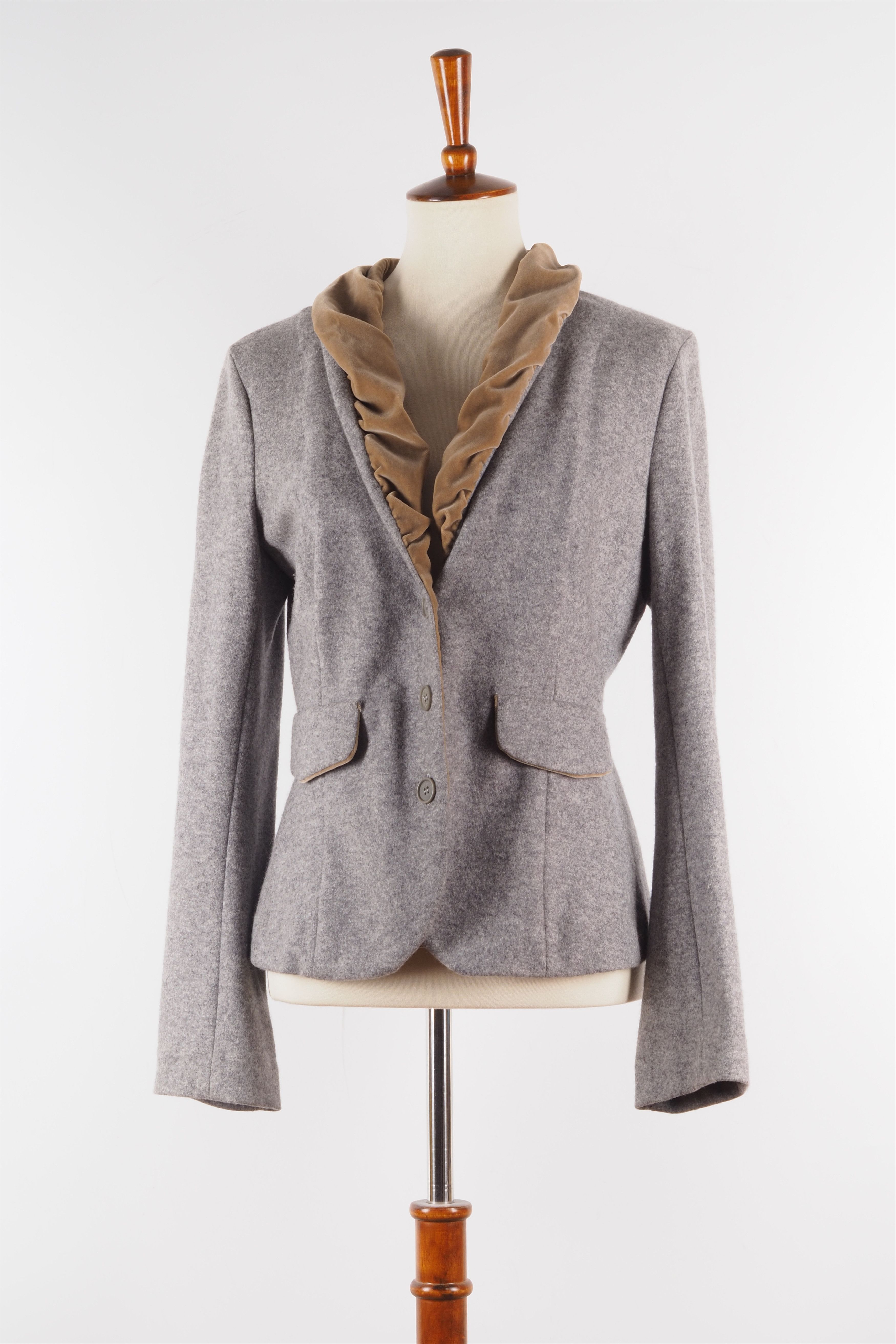 Fabiana Filippi Fabiana Filippi Women's Gray Wool Jacket Blazer Size M / US 6-8 / IT 42-44 - 3 Thumbnail