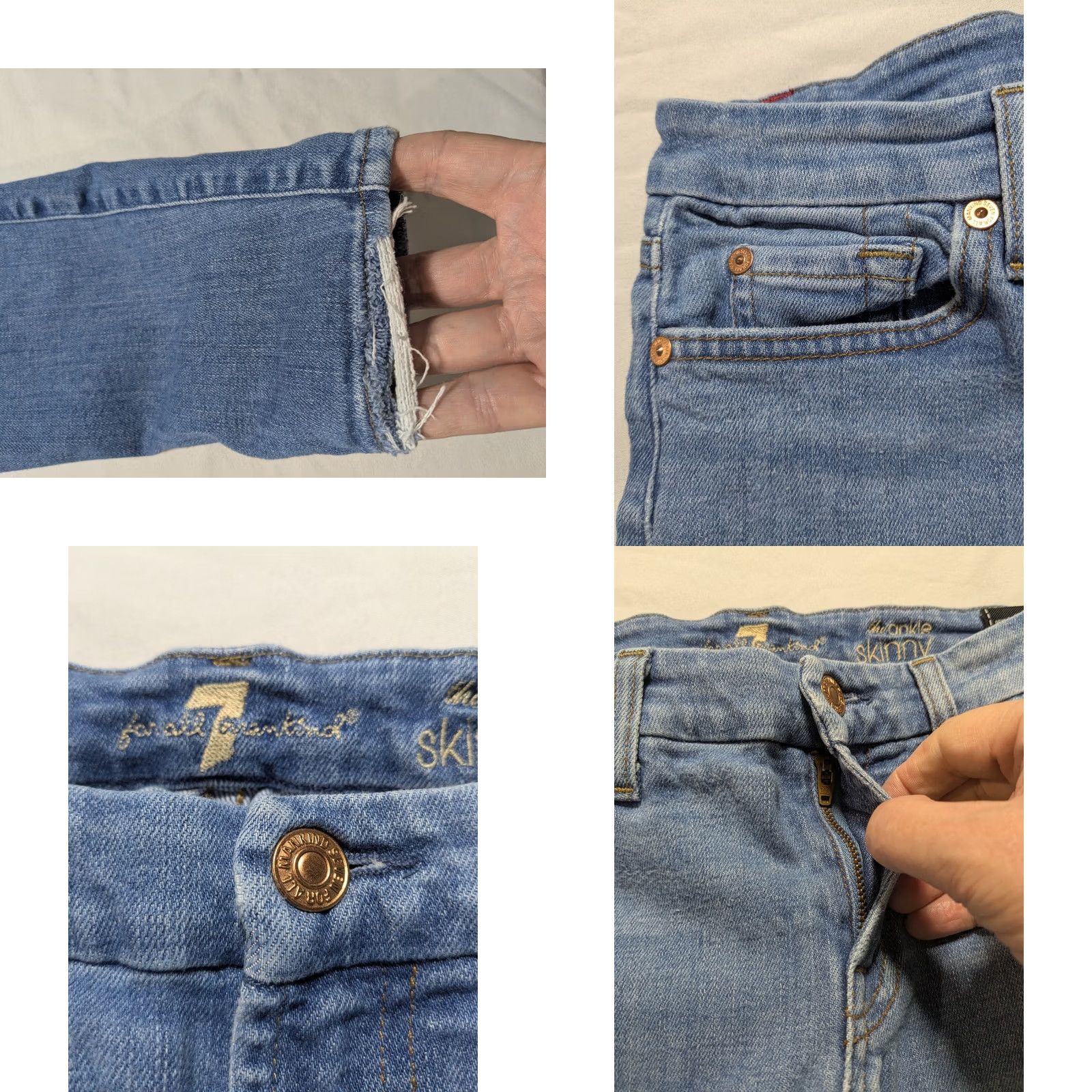 7 For All Mankind 7 For All Mankind The Ankle Skinny Jeans Women 26 Stretch Denim Blue MADE USA 27 in Waist 27 in Inseam Slim Fit Feminine Comfort Size 26" / US 2 / IT 38 - 9 Thumbnail