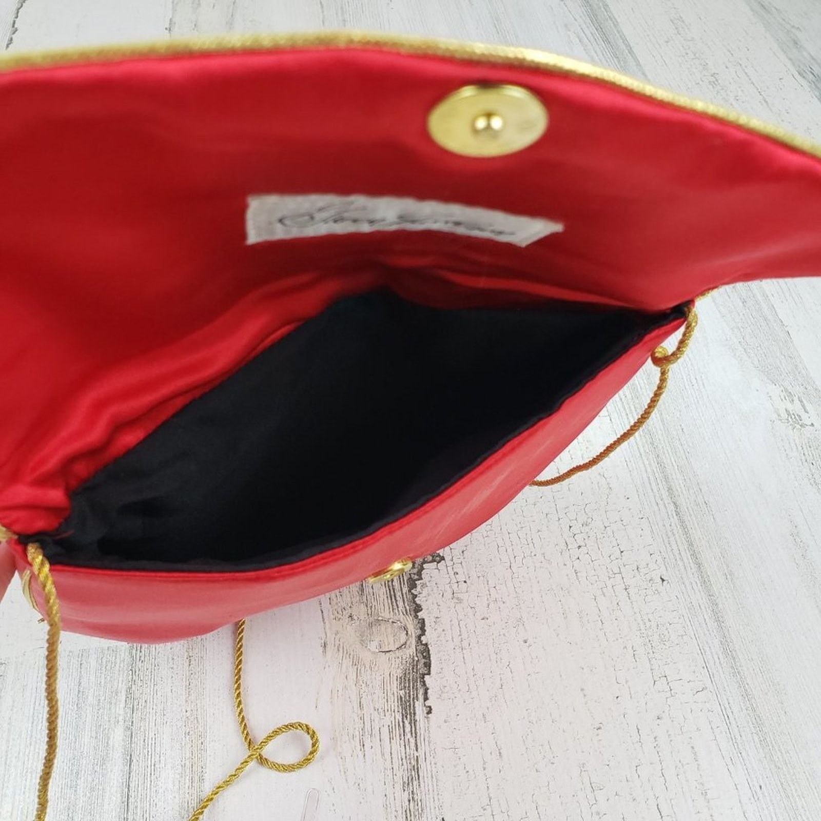 Other Vintage Gwen Jackson Red Floral Silky Purse Shoulder Bag Size ONE SIZE - 4 Thumbnail