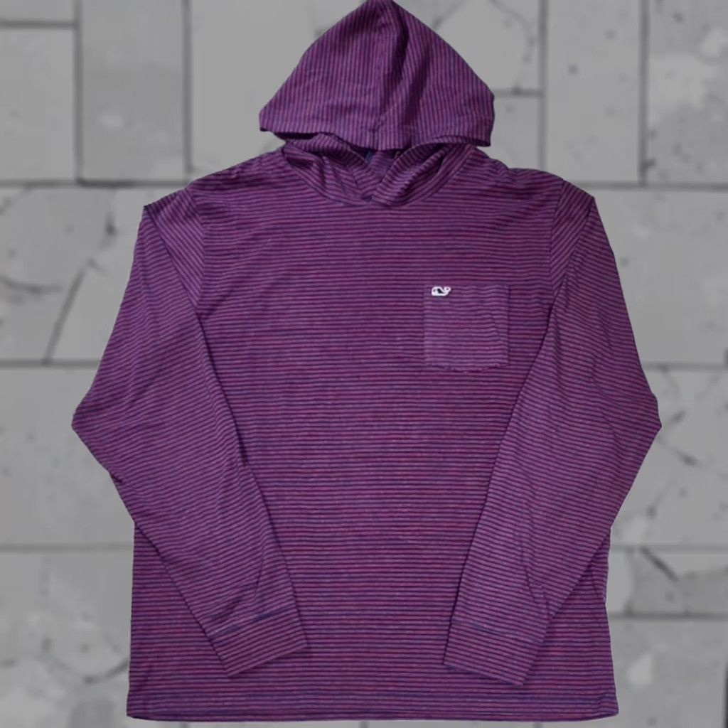 Vineyard Vines Vineyard Vines Edgartown Striped Hooded Tshirt Pink Blue Long Sleeve Men L Shirt Hoodie Pullover Logo Embroidered Knit Cotton Casual Preppy Baggy Size US L / EU 52-54 / 3 - 1 Thumbnail