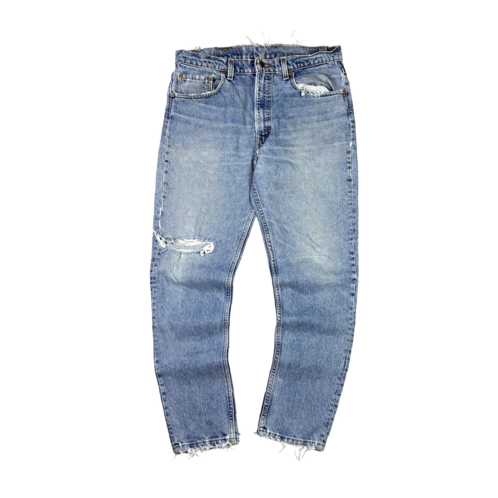 Levi's VINTAGE Levi's 512 Slim Fit Jeans Light Wash Distressed Mens 32x30 Jeans Size US 32 / EU 48 - 2 Thumbnail