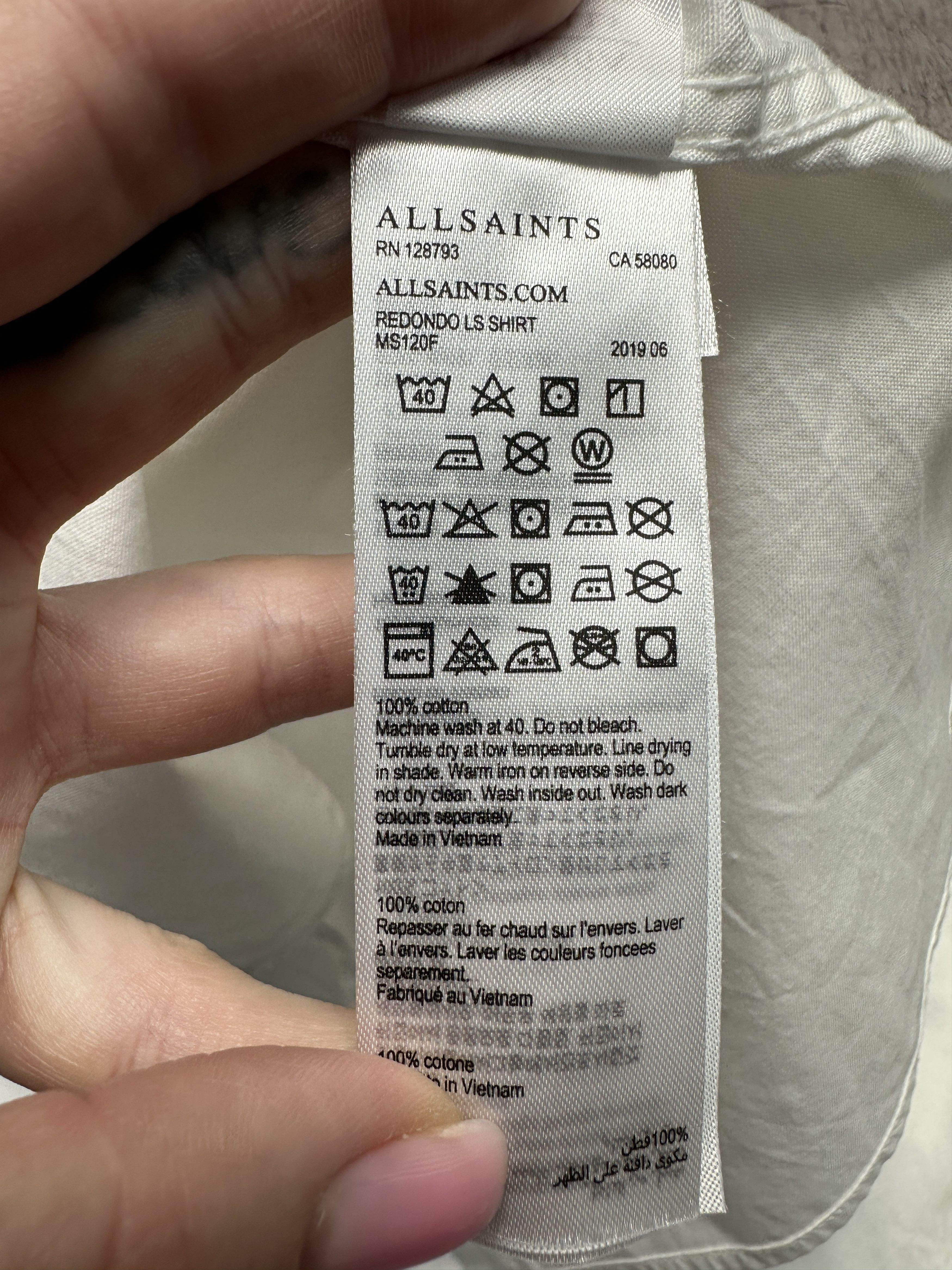 Allsaints NEW!! Allsaints Mens Redondo Long Sleeve White Shirt Size US S / EU 44-46 / 1 - 5 Thumbnail